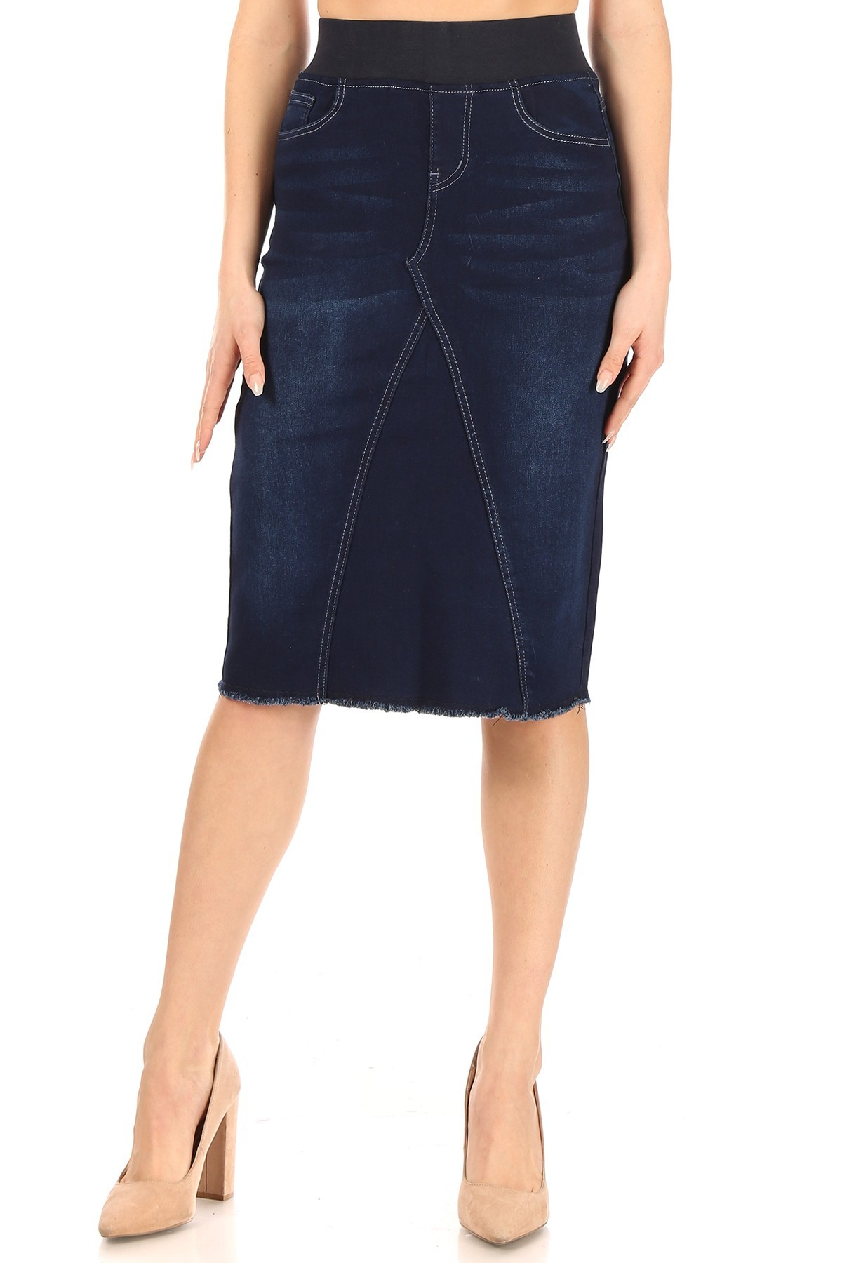 Women's Juniors/Plus Size High Waisted Shaping Pull-On Stretch Denim Calf