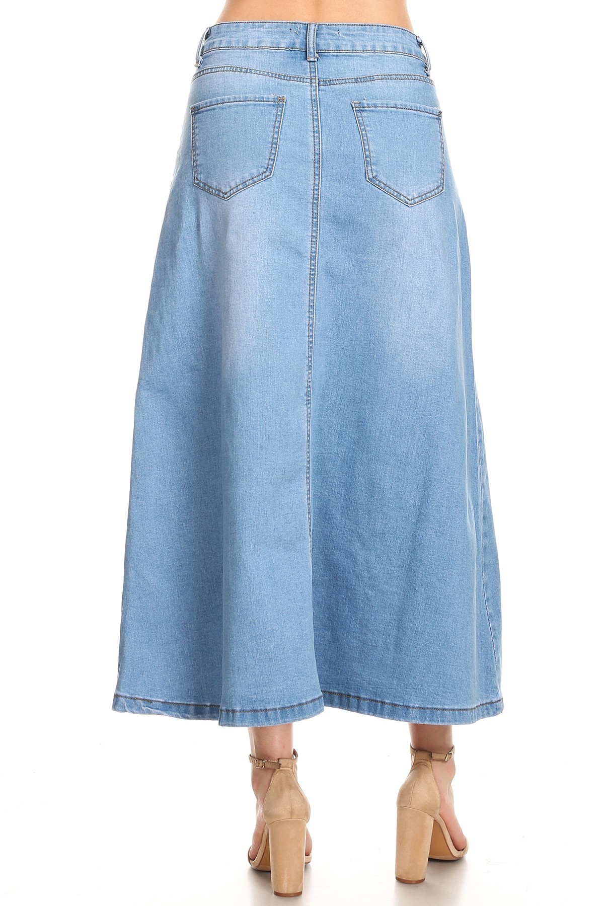 Women’s Plus/Junior size Mid Rise A-Line Long Jeans Maxi Denim Skirt | eBay