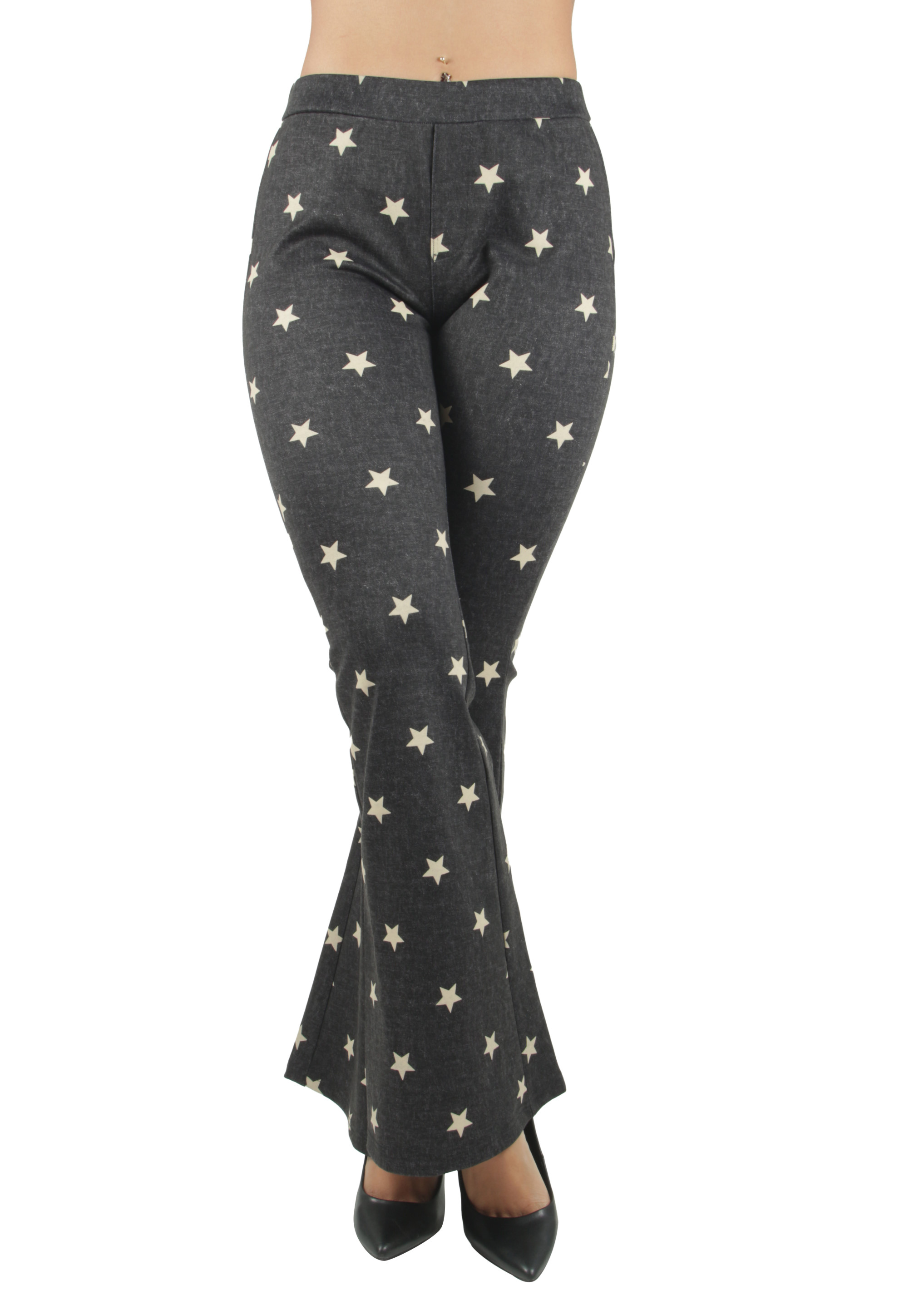 elastic waist bootleg trousers