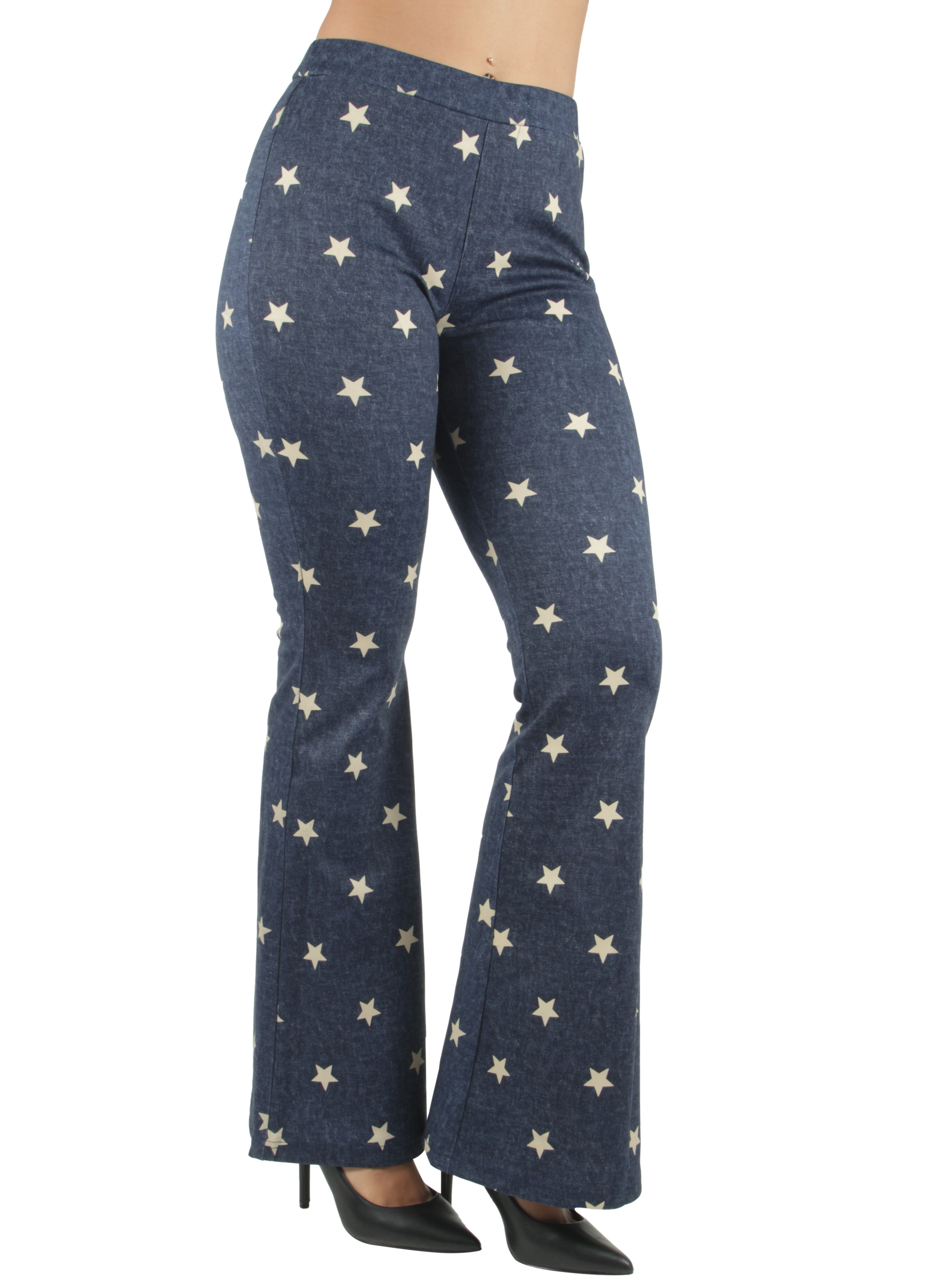 elastic waist bootleg trousers