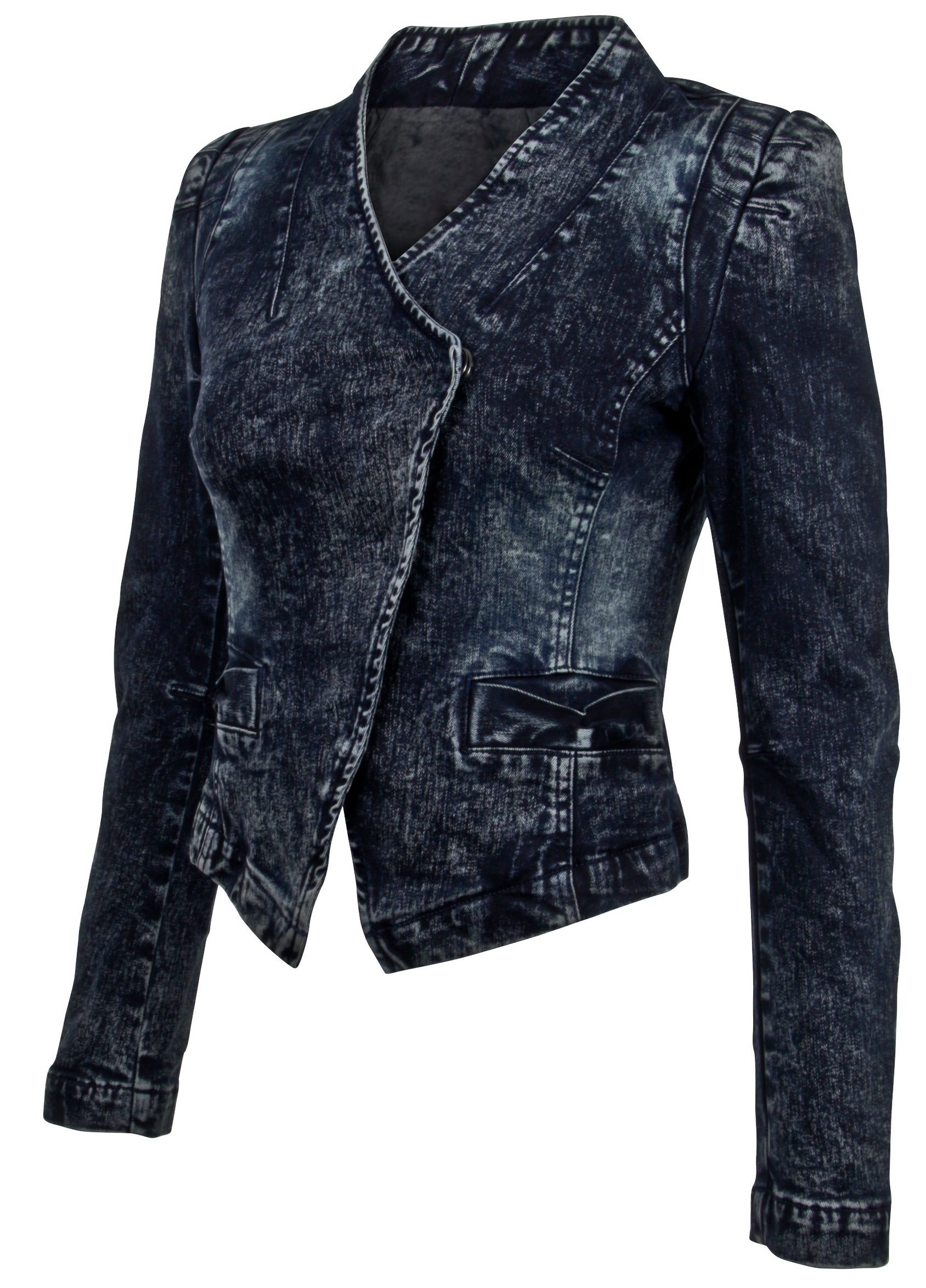 fitted denim blazer