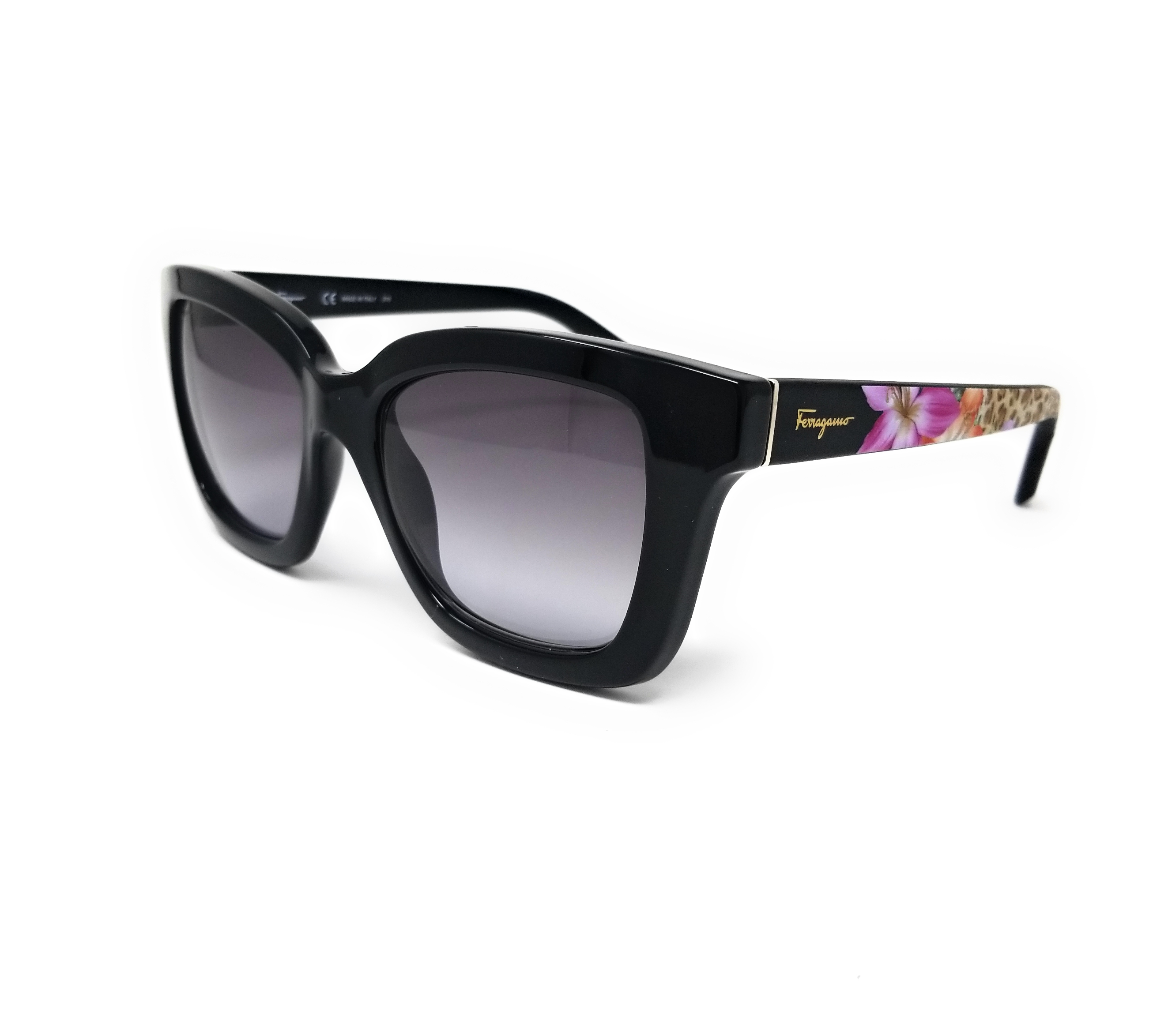 Salvatore Ferragamo Sunglasses SF858S 001 Black Round Women's 53x19x140