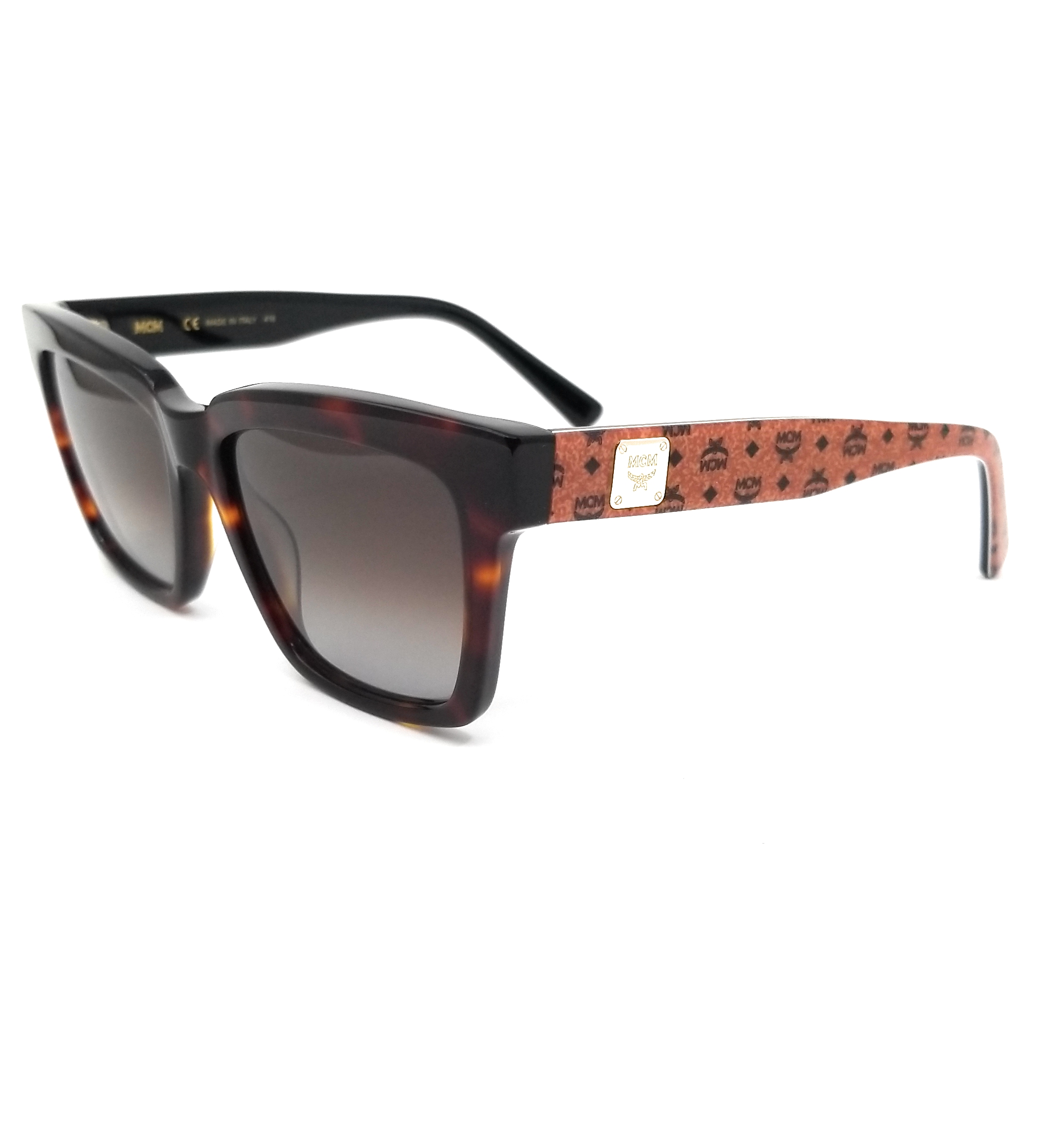 MCM Sunglasses MCM646S 216 TortoiseCognac Visetos Rectangle Women