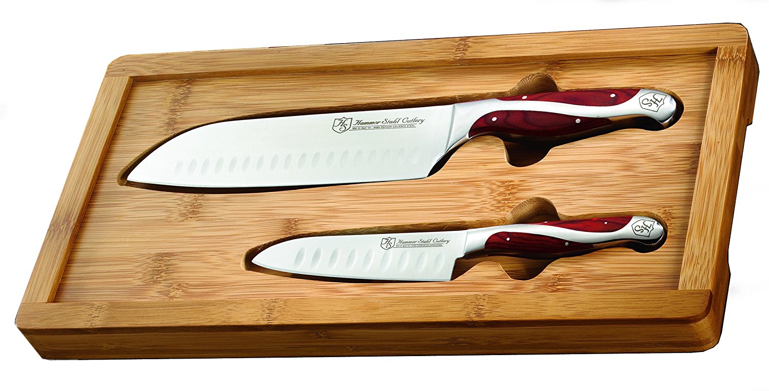Hammer Stahl Santoku Knives w/ Bamboo Case Set 2 Knives eBay