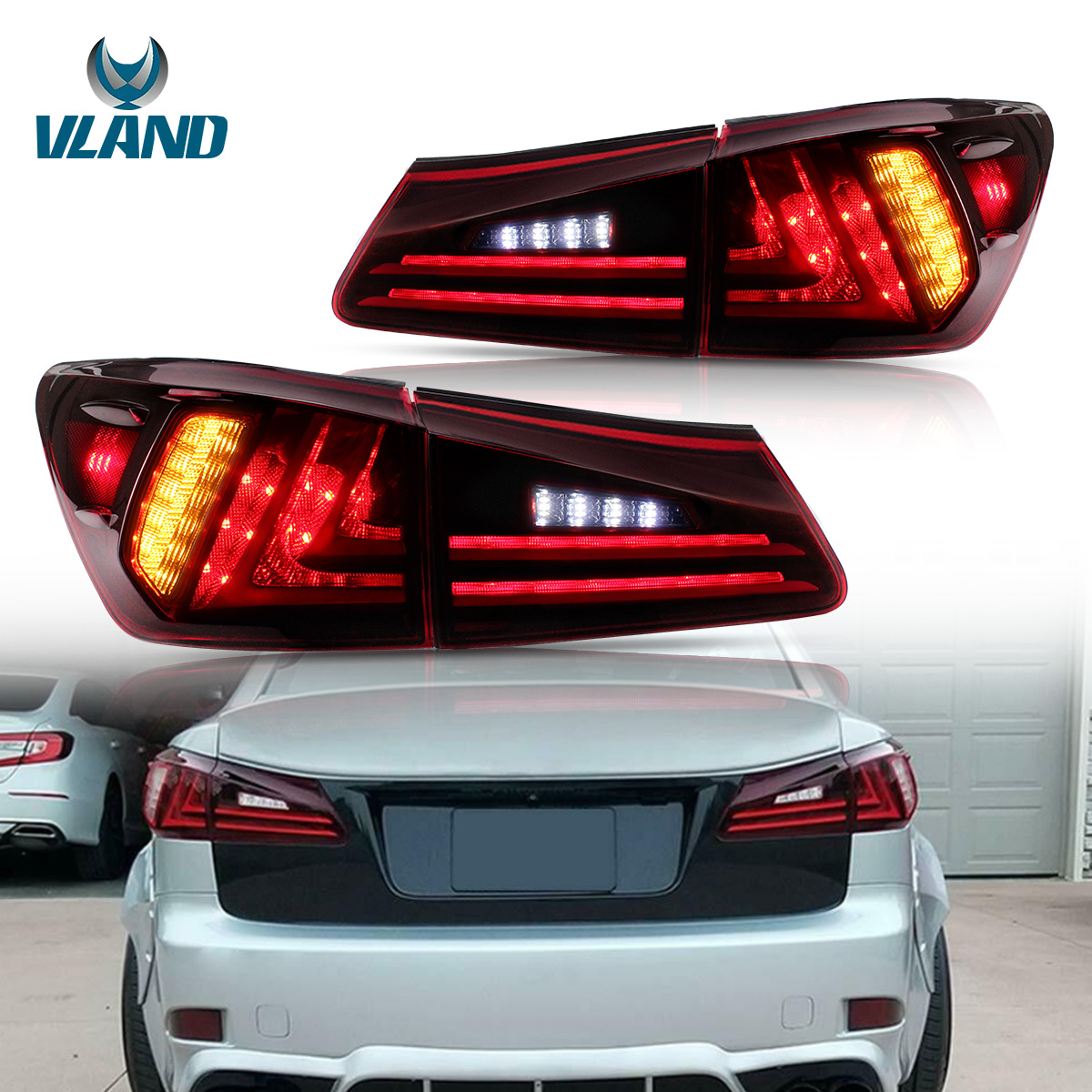 Pair For Lexus IS250 IS350 ISF 20062013 Tail lights LED Red Rear Lamp