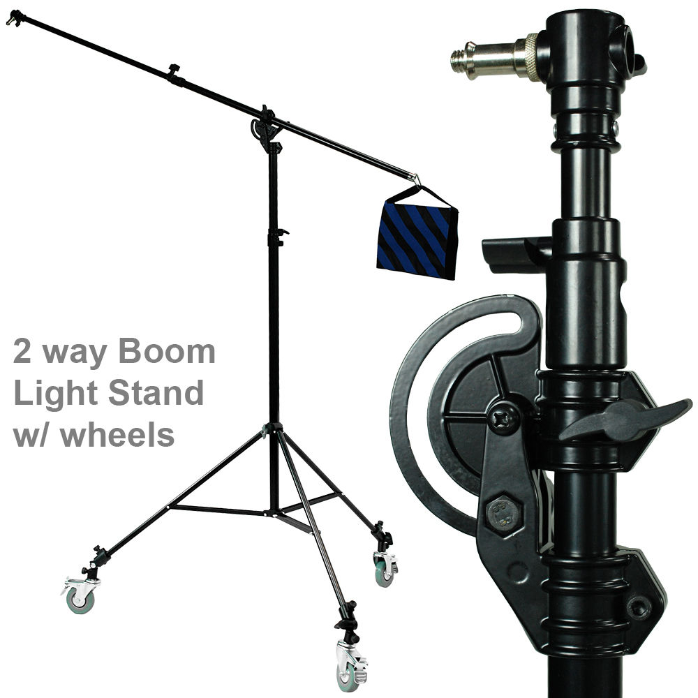 Studio 2 Way Boom Light Stand Sand Bag Caster Wheels Photography eBay