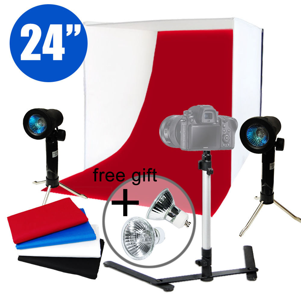 24" Photo Studio Photography Light Tent Backdrop Kit Cube Lighting Kit