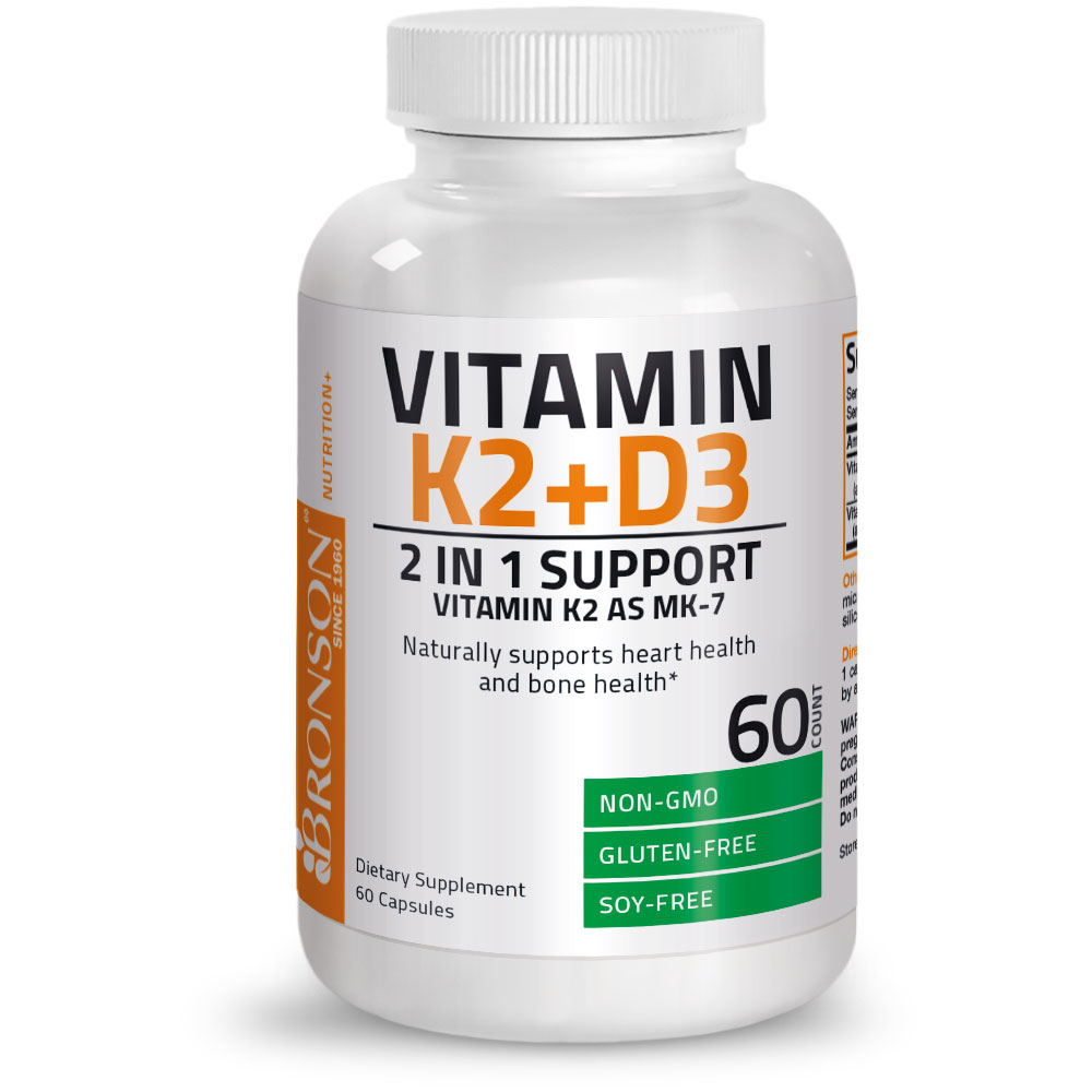 Vitamin K2 (MK7) w/ D3 Bone & Heart Health Non GMO & Gluten Free Easy