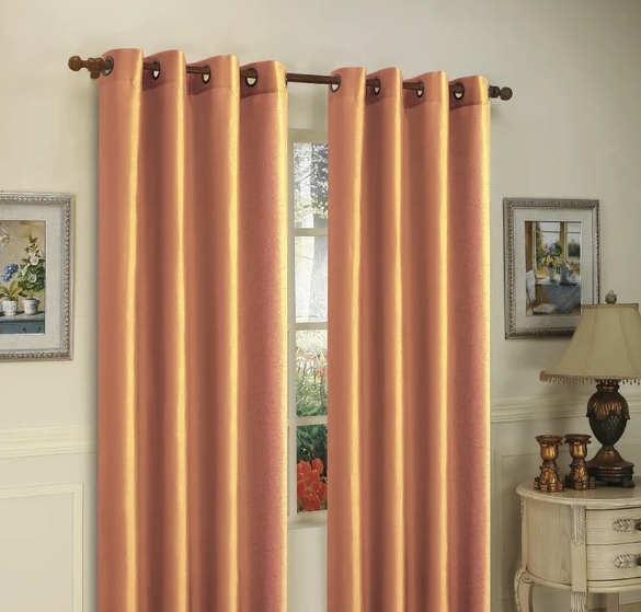 J&V Textiles 2 Paneele Ösen Kunstseide Fenstervorhang Schwarz Größe 55X84 - Bild 17 von 18