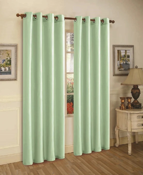 J&V Textiles 2 Paneele Ösen Kunstseide Fenstervorhang Schwarz Größe 55X84 - Bild 7 von 18