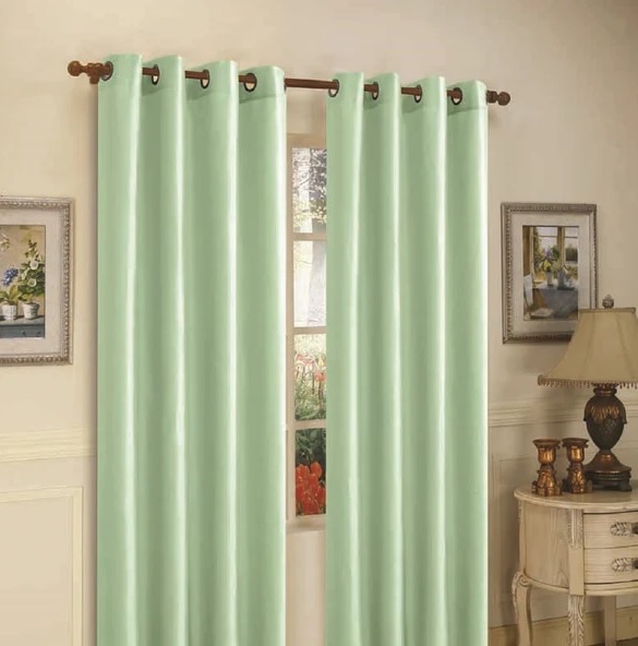 J&V Textiles 2 Paneele Ösen Kunstseide Fenstervorhang Schwarz Größe 55X84 - Bild 8 von 18