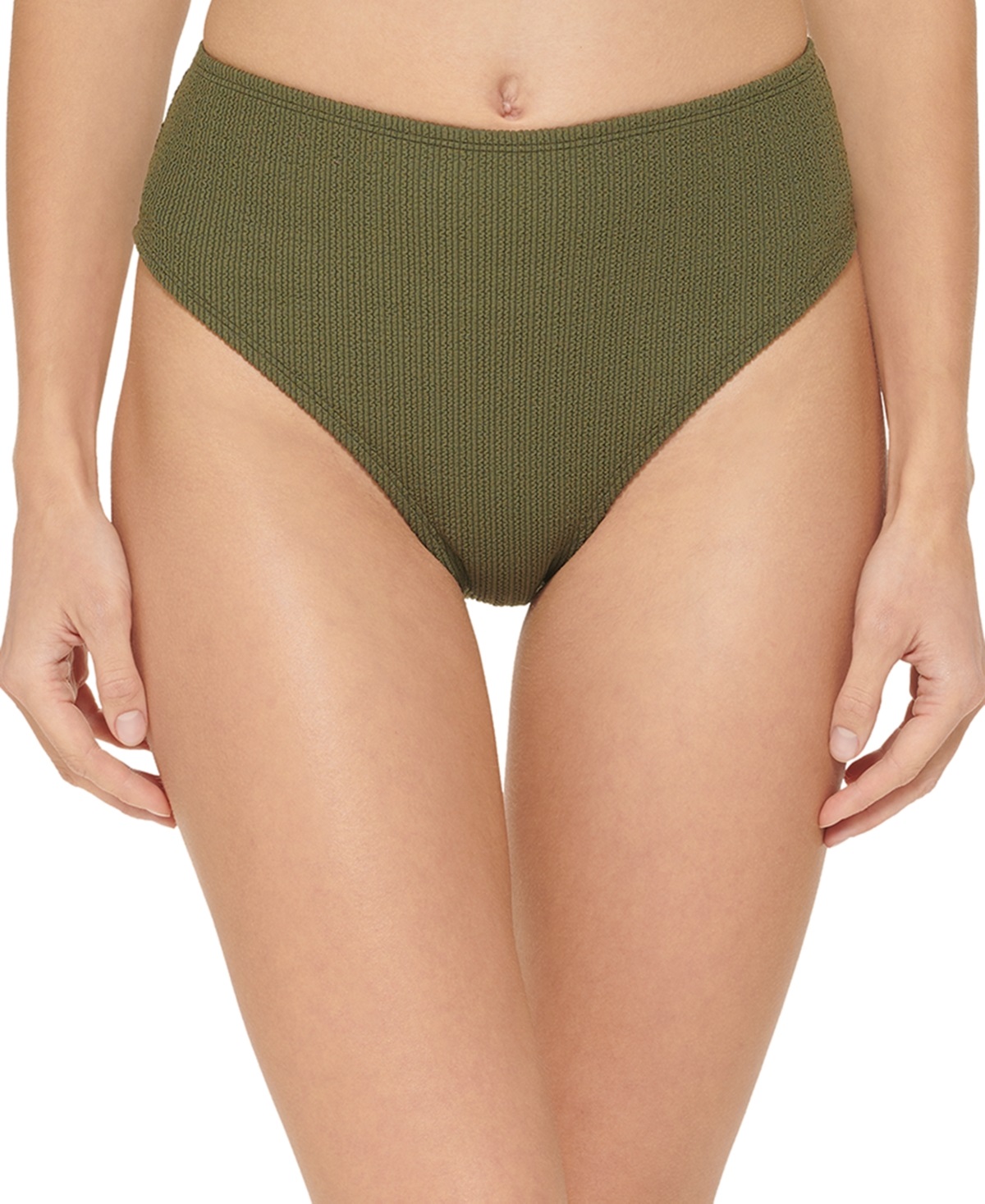DKNY Women's Textured High Waist Bikini Bottom Swimsuit Green Size X-Small - Picture 7 of 15