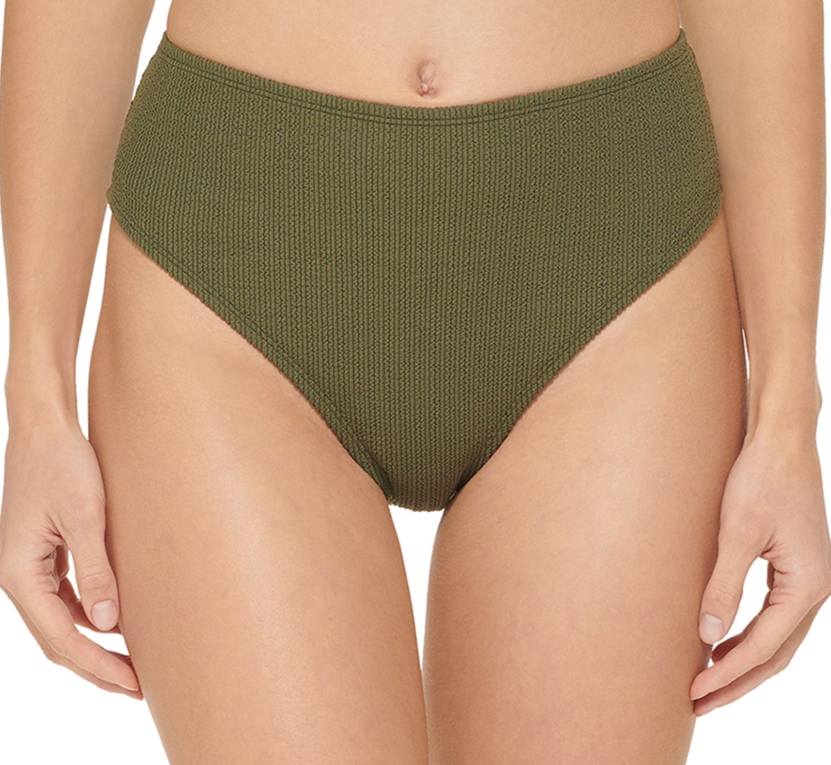 DKNY Women's Textured High Waist Bikini Bottom Swimsuit Green Size X-Small - Picture 8 of 15