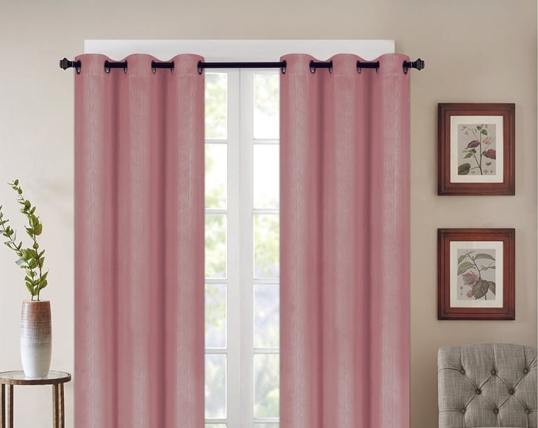 J&V Textiles Faux Silk Blackout Curtain Panel Pair Beige Size 37"x84" - Foto 14 di 24