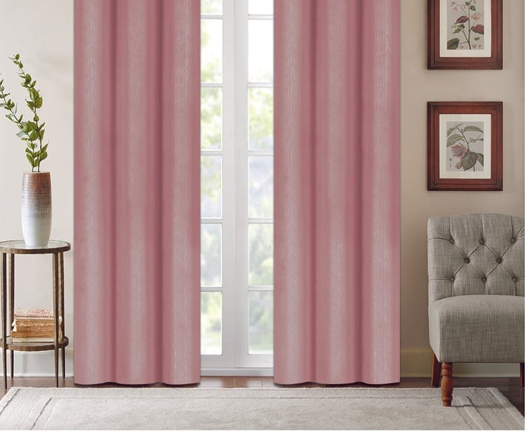 J&V Textiles Faux Silk Blackout Curtain Panel Pair Beige Size 37"x84" - Foto 15 di 24