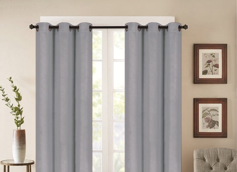 J&V Textiles Faux Silk Blackout Curtain Panel Pair Beige Size 37"x84" - Foto 8 di 24