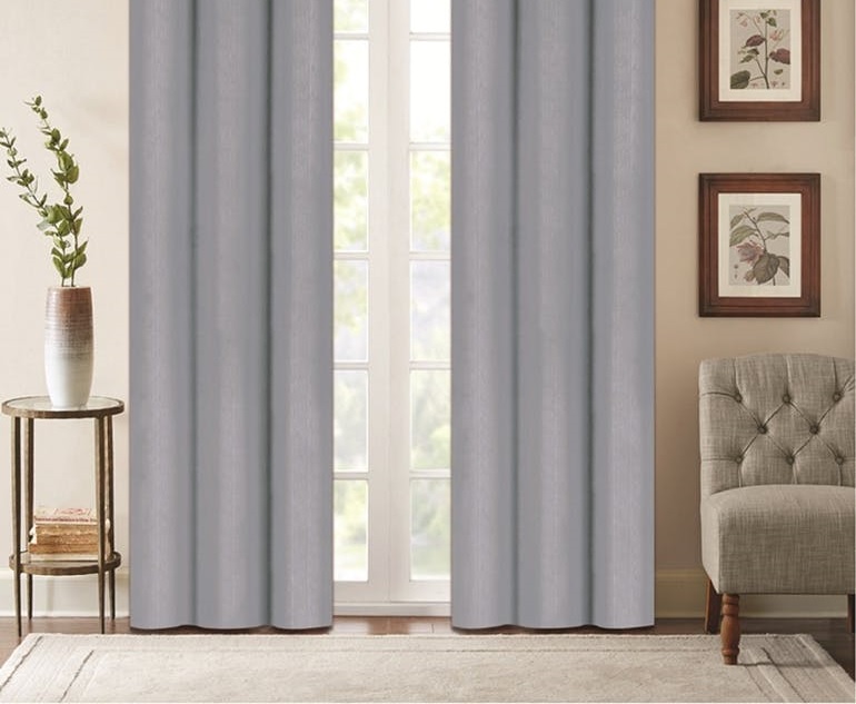 J&V Textiles Faux Silk Blackout Curtain Panel Pair Beige Size 37"x84" - Foto 9 di 24