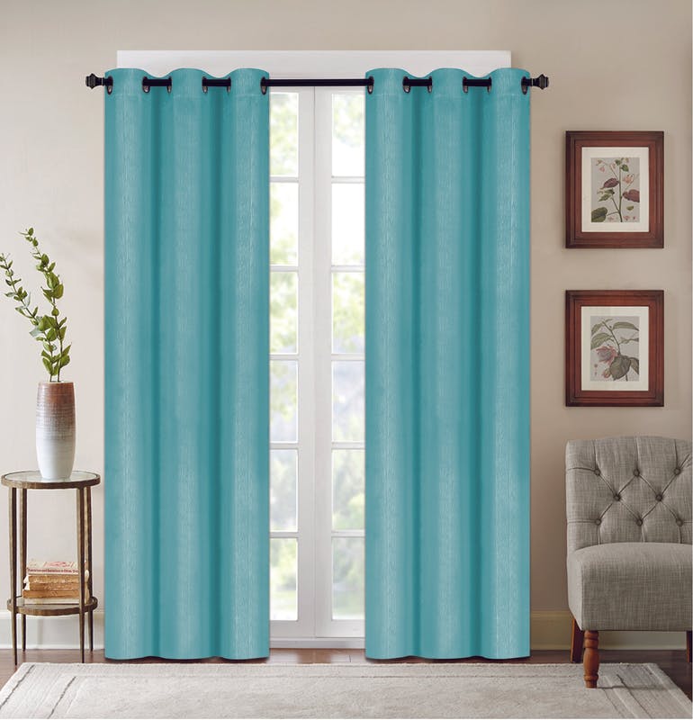 J&V Textiles Faux Silk Blackout Curtain Panel Pair Beige Size 37"x84" - Foto 10 di 24