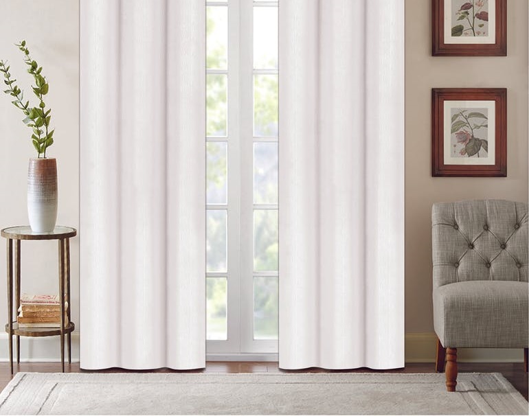 J&V Textiles Faux Silk Blackout Curtain Panel Pair Beige Size 37"x84" - Foto 21 di 24