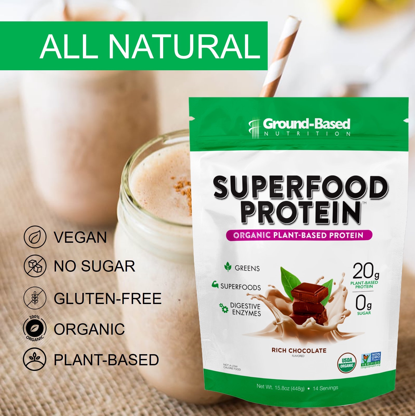 Superfood Protein Powder, Organic Plant Based and Vegan eBay