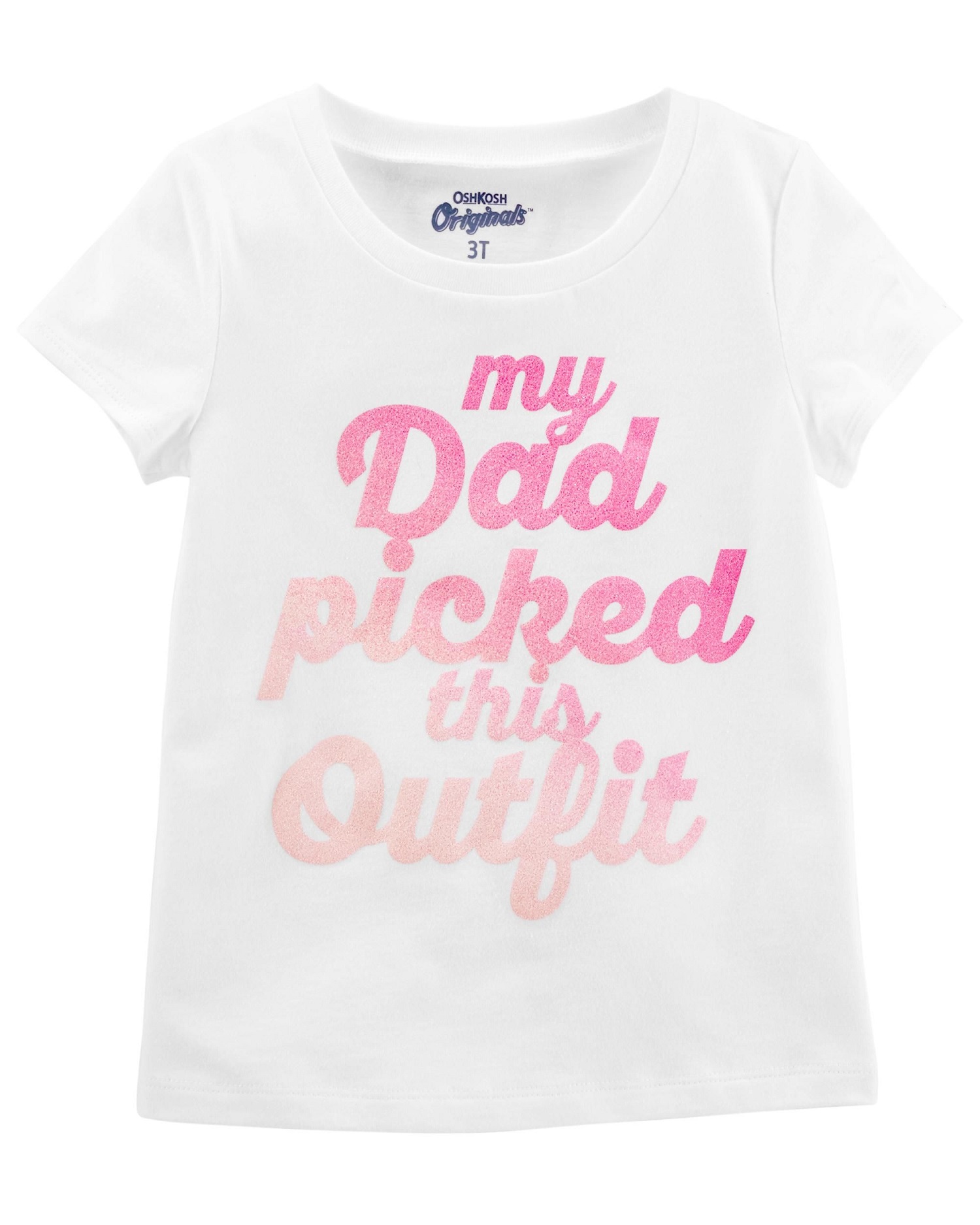 NWT Girl/'s Oshkosh Size 4//5 PINK Short Sleeve GLITTER IS MY FAVORITE COLOR