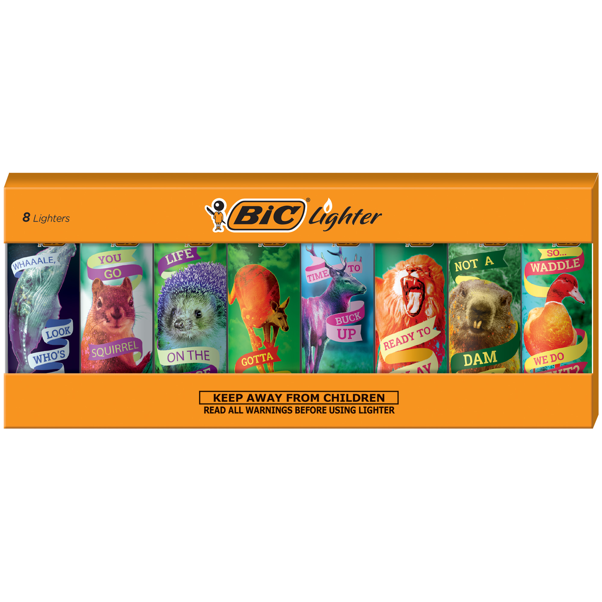 BIC Special Edition Party Animal Series Lighters, Set of 8 Lighters