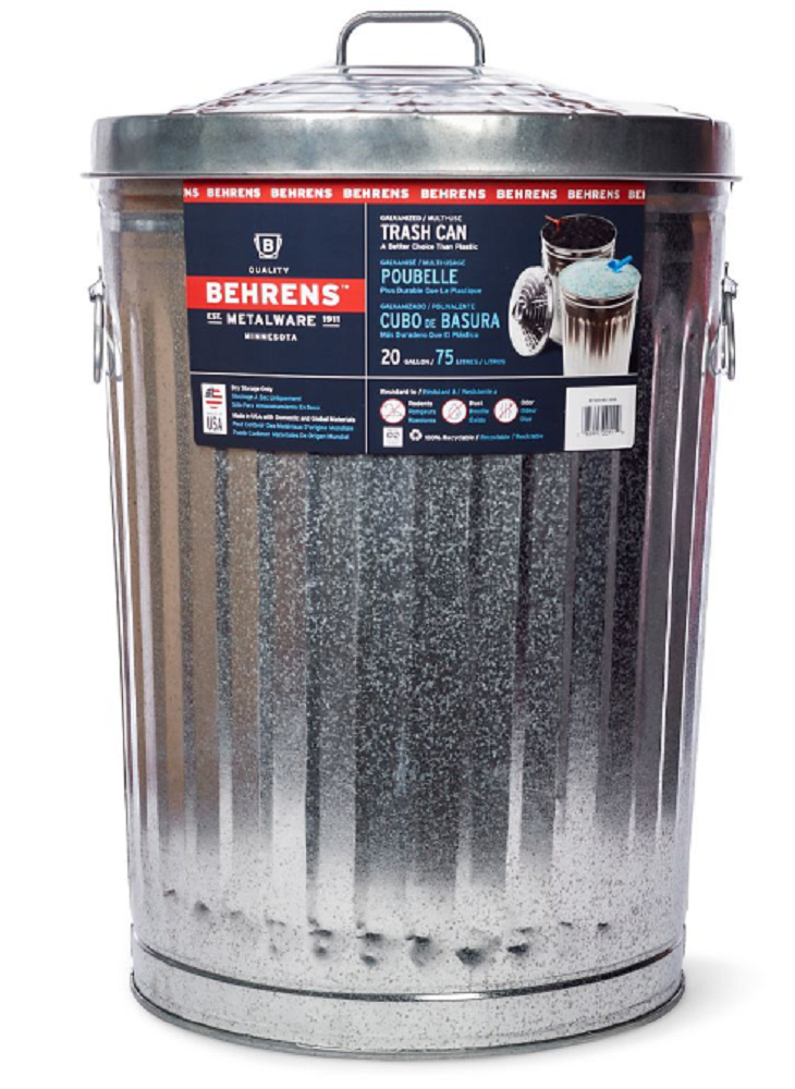 Behrens 1211 20 gal. Capacity Galvanized Steel Utility/Trash Can