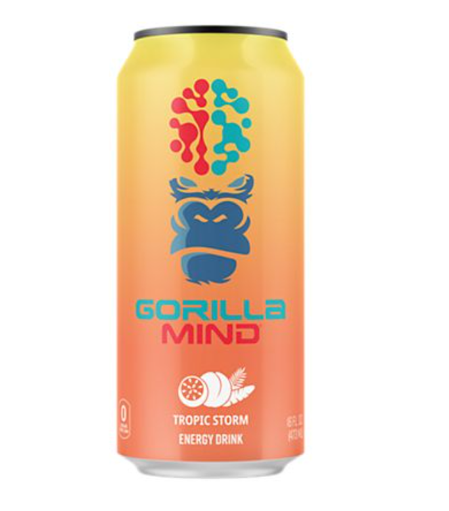 Gorilla Mind Energy Drink “ Tropical Storm (12 Cans, 16 fl. oz