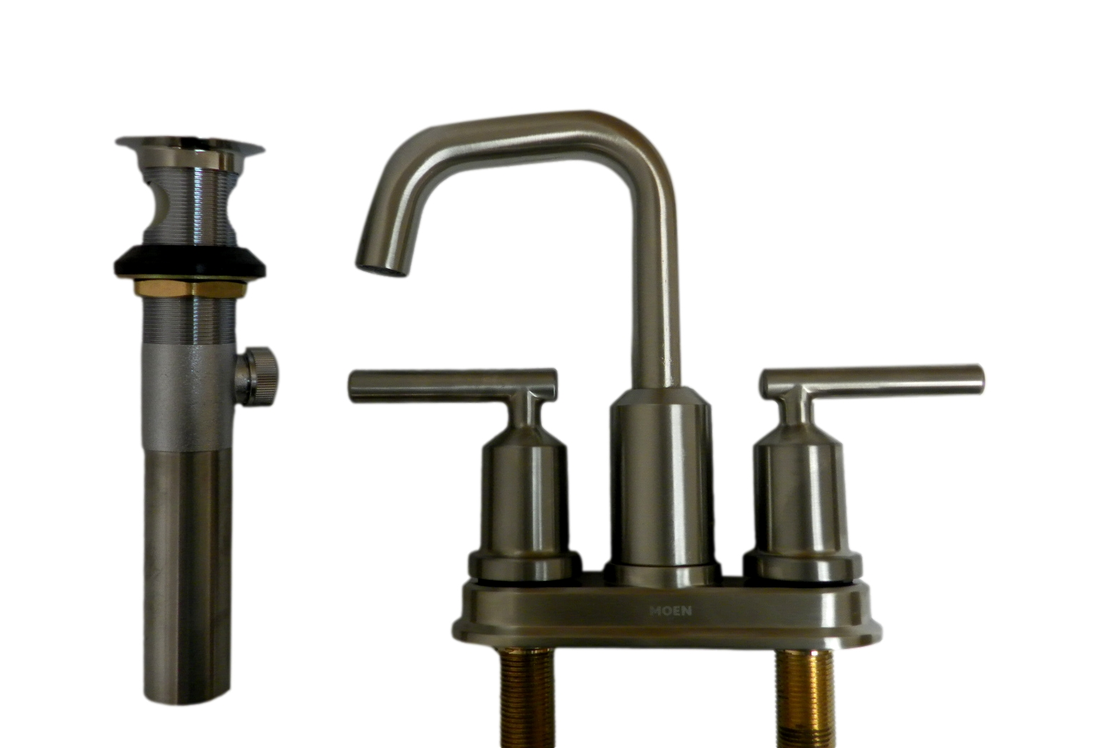 Moen 6150BN Gibson Badezimmer-Wasserhahn Mit Zwei Griffen & Ablaufgarnitur In Gebürstetem Nickel