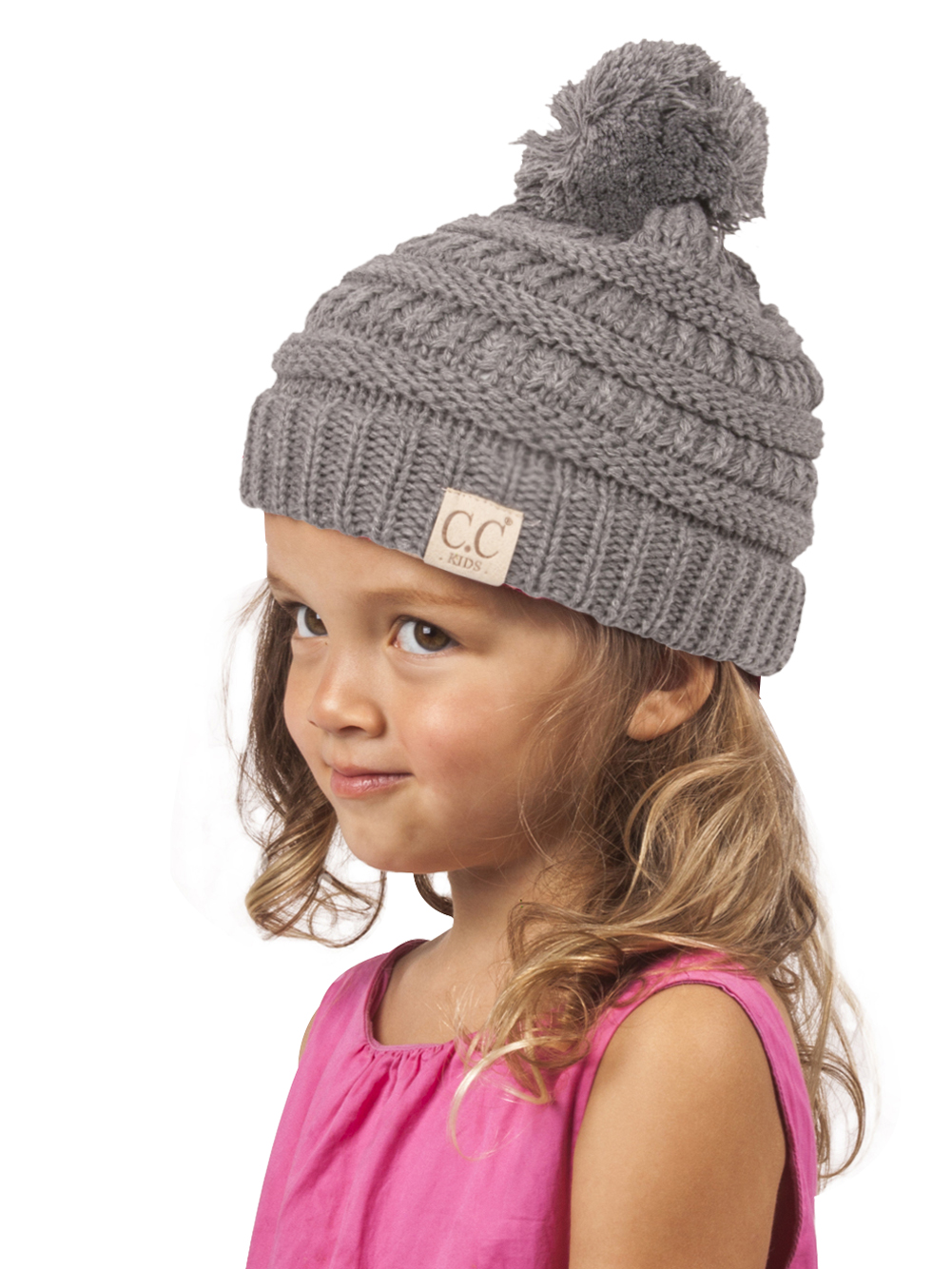 Gravity Threads Kids Cable Knit Thick Soft Beanie w/ Pom - Picture 24 of 61