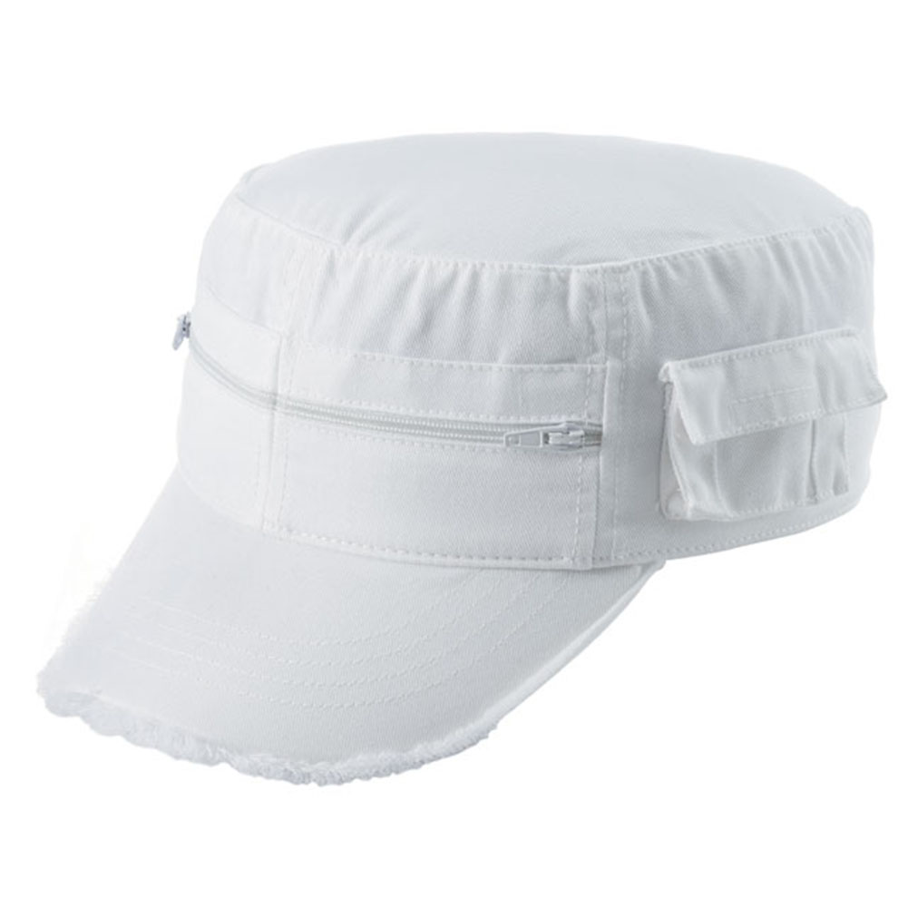 Enzyme Washed Cadet Twill Army Style Cap with Zipper