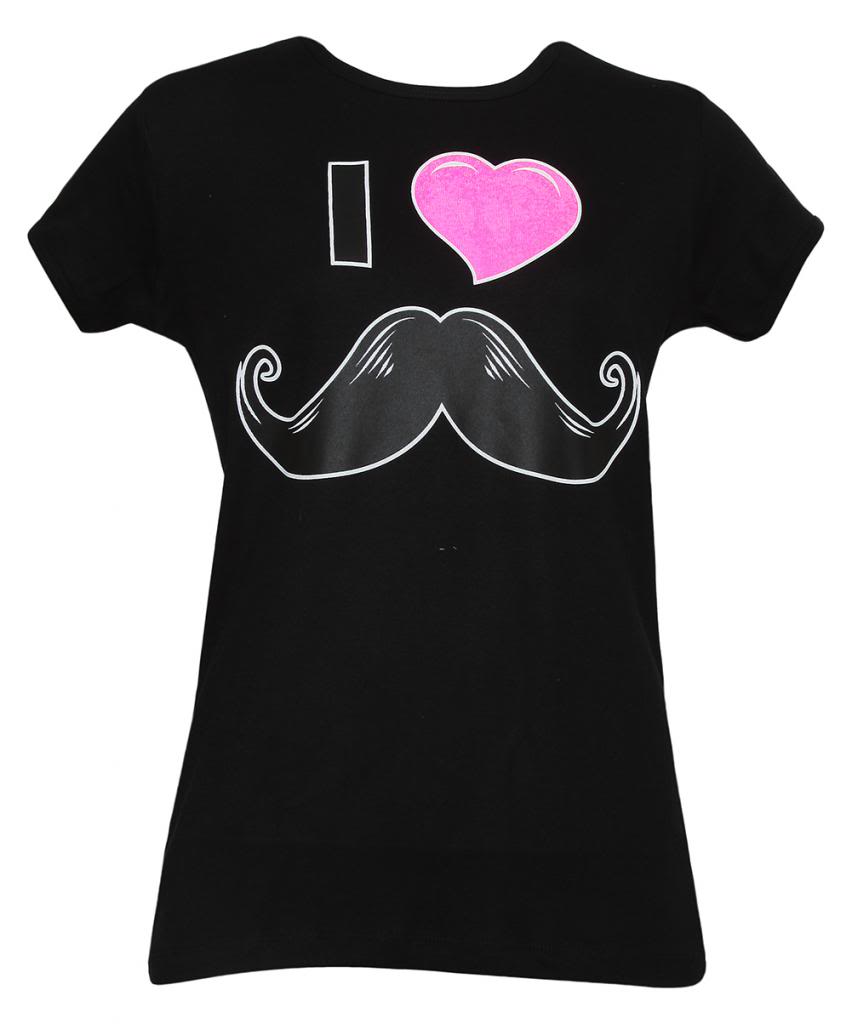 T-shirt Mignon à Motif Moustache Rose – Coupe Classique, Col Tissé, Idéal Pour Un Look Décontracté