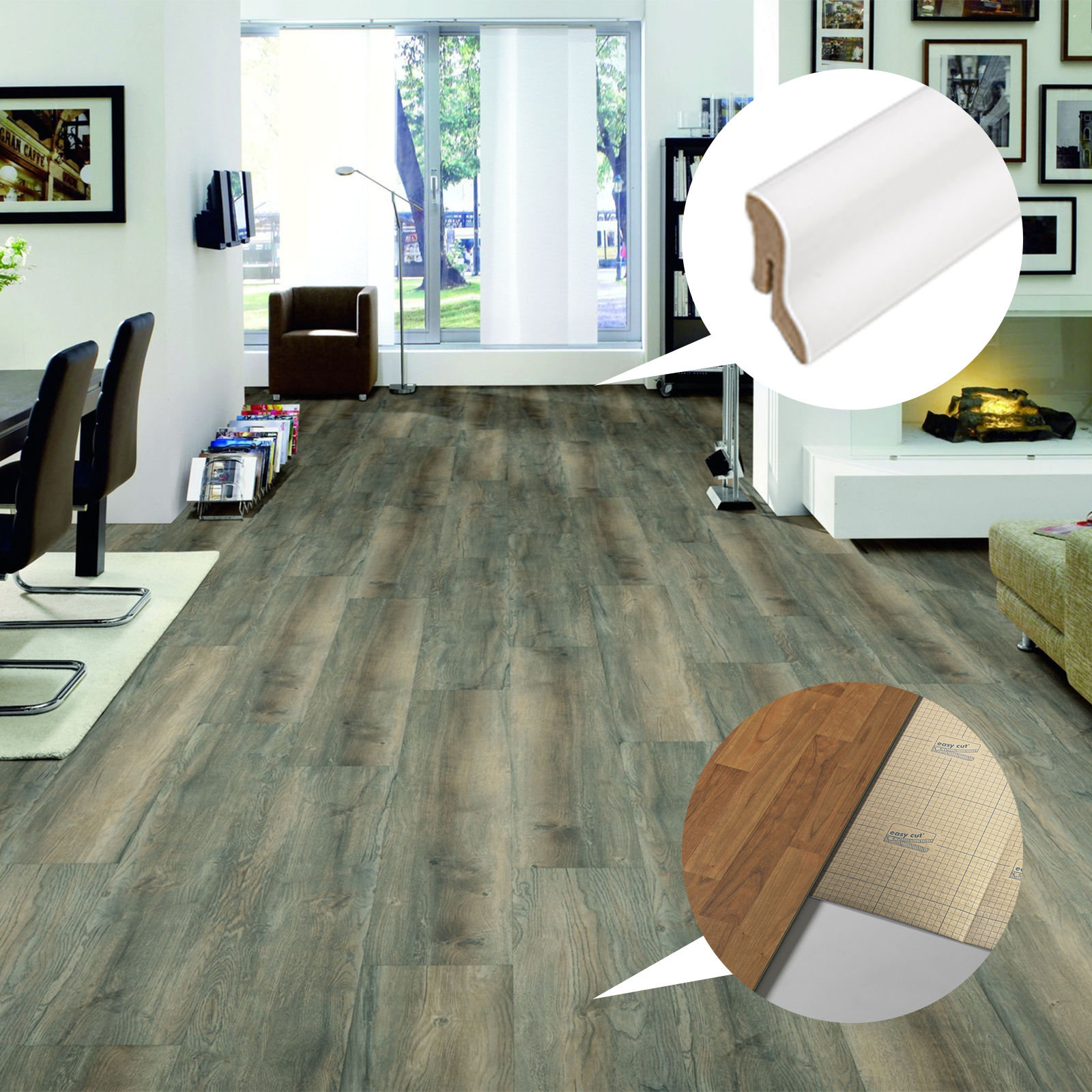 HORI Vinylboden Klick PVC Boden Burgeiche Chalet Nizza Fase Dämmung ... HORI Vinylboden Klick PVC Boden Burgeiche Chalet Nizza Fase Dämmung ...