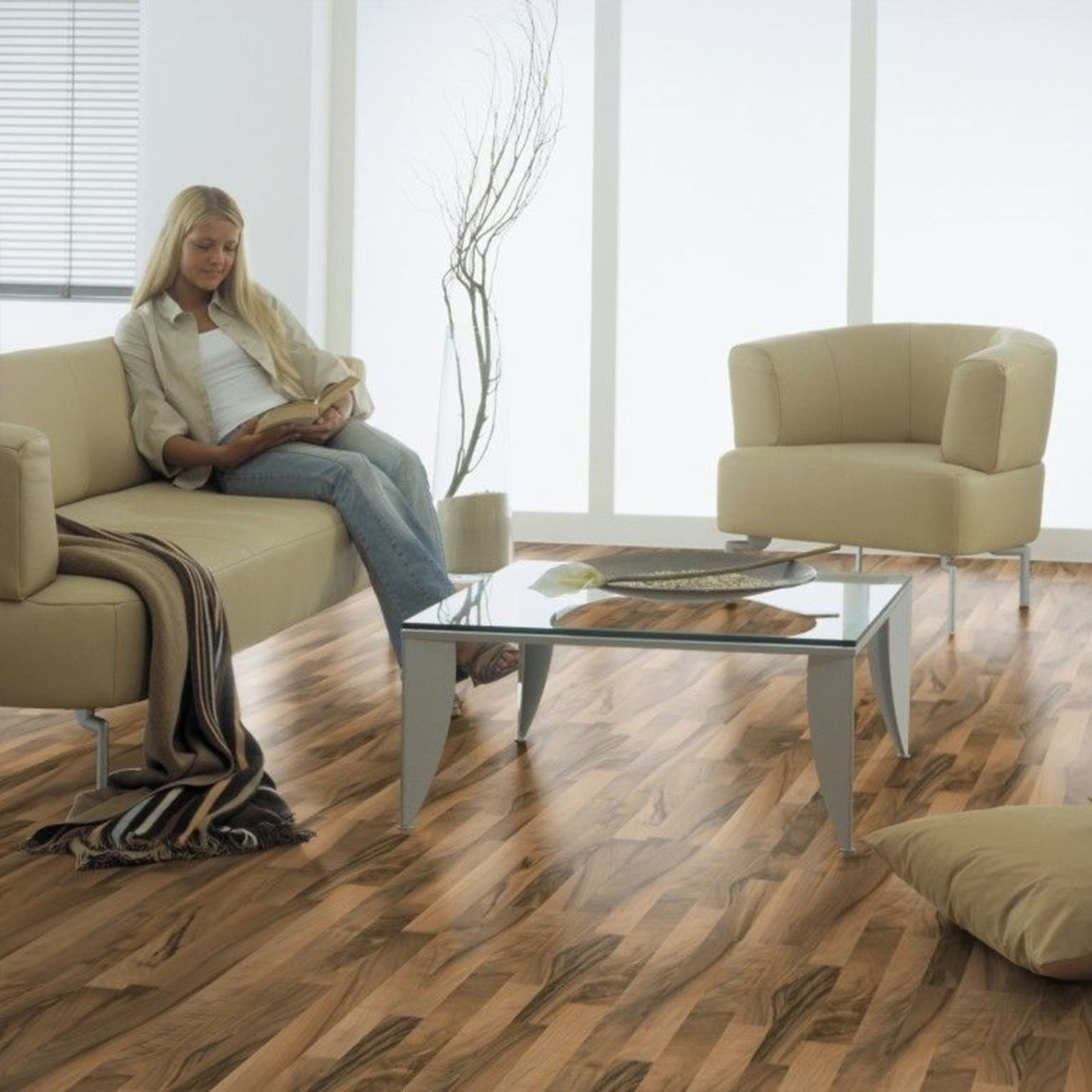 HORI Laminat Holzboden Easy Walnuss Schiffsboden 3 Stab optional