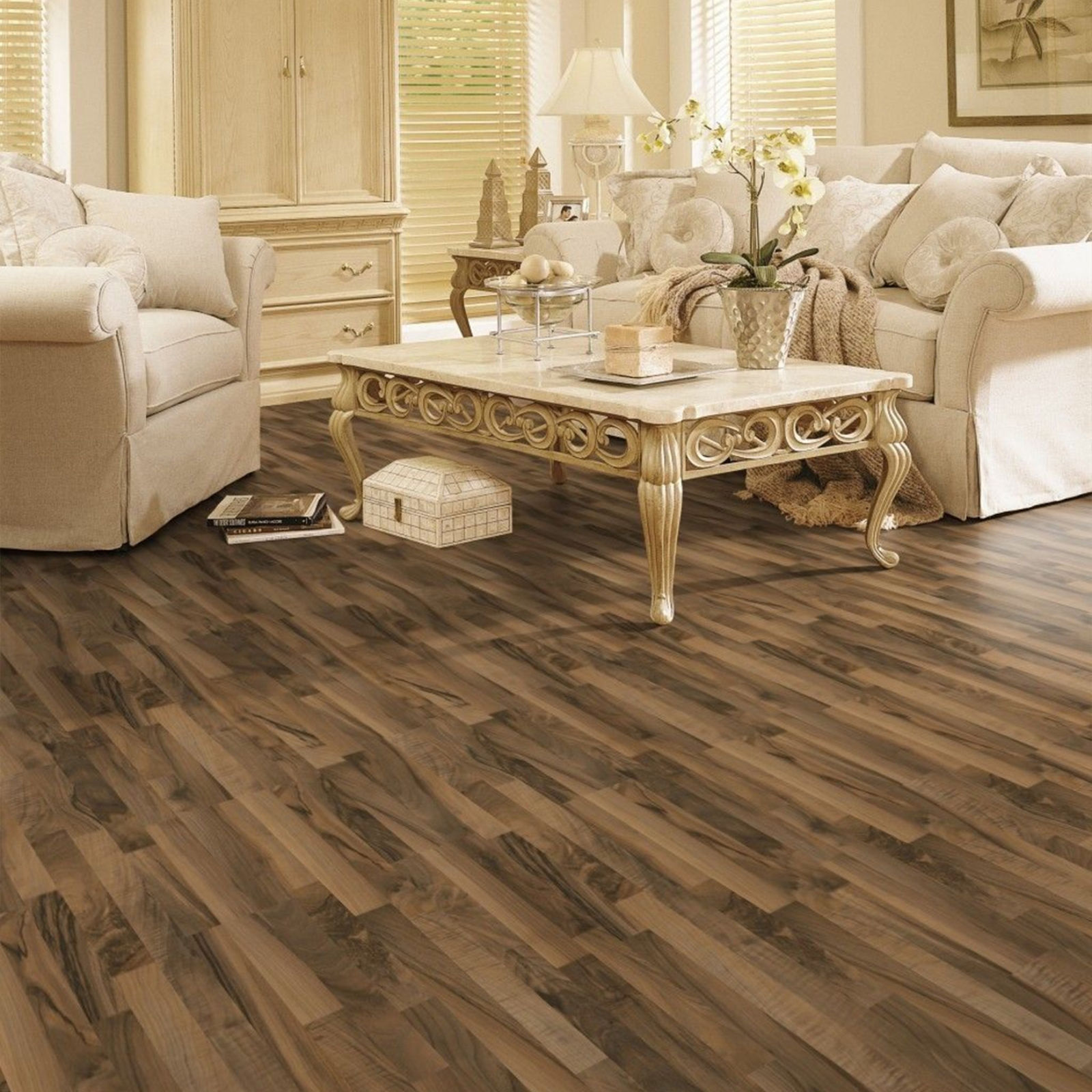 HORI Laminat Holzboden Easy Walnuss Schiffsboden 3 Stab optional