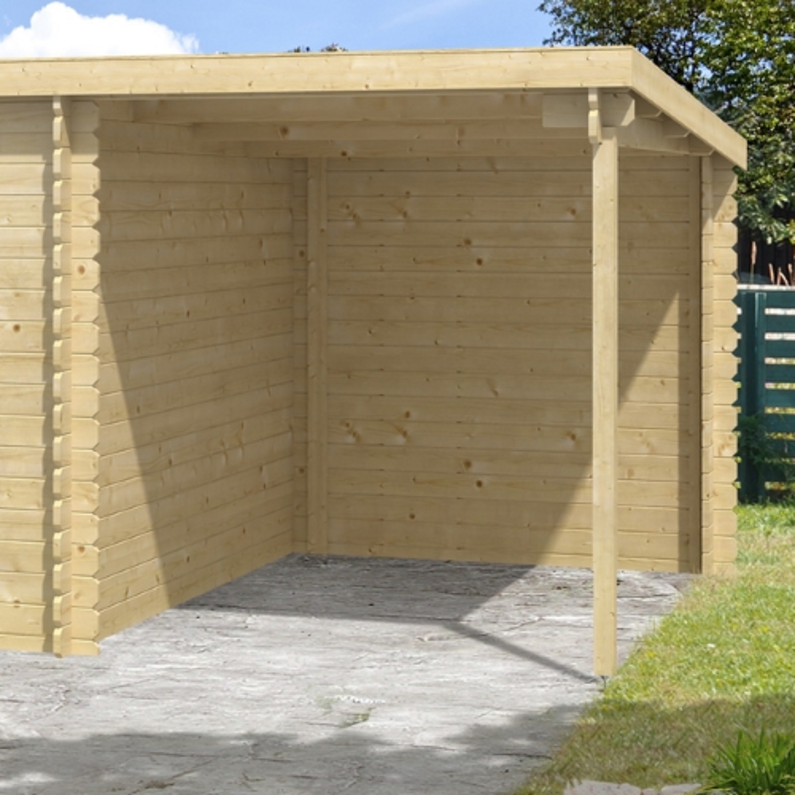 Gartenhaus Anbau Gerätehaus Blockhaus Holzhaus Holz Schleppdach
