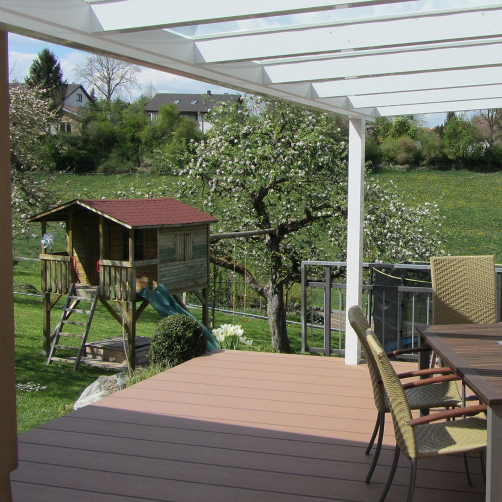 Megawood Terrassendielen Komplettset WPC Komplettbausatz XXL massiv