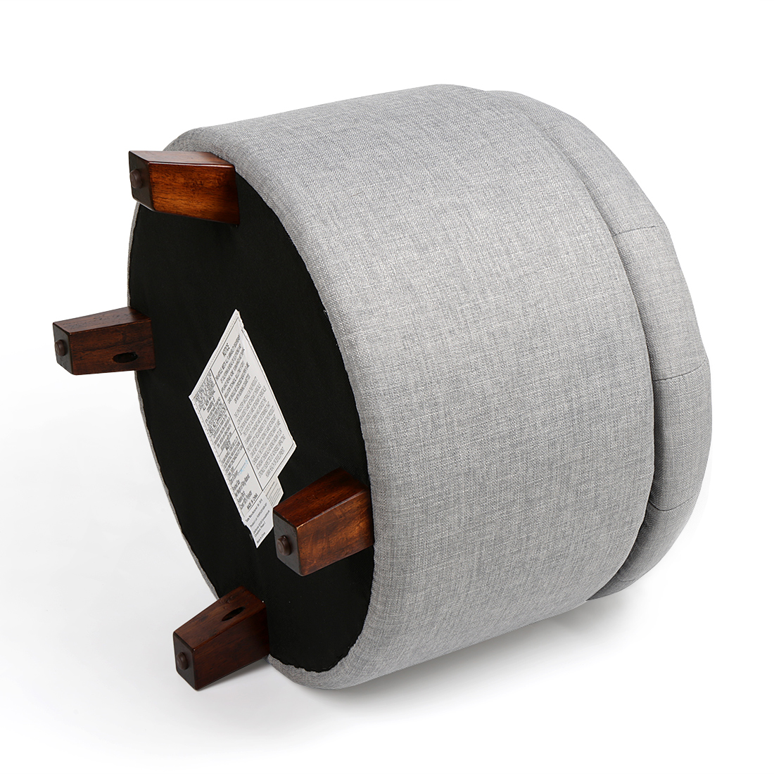 Soft Round Footstool Storage Ottoman Stool with Button Tufted Top