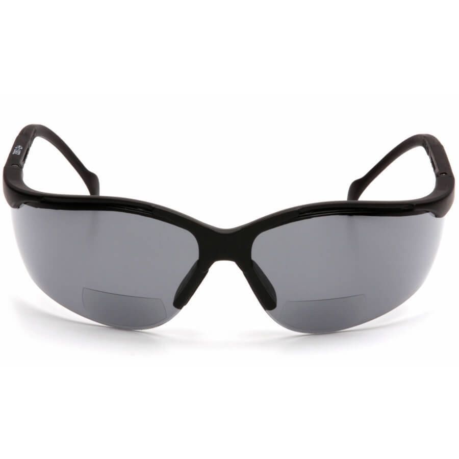 Pyramex V2 Reader Bifocal Safety Glasses with Black Frame and Gray Lens