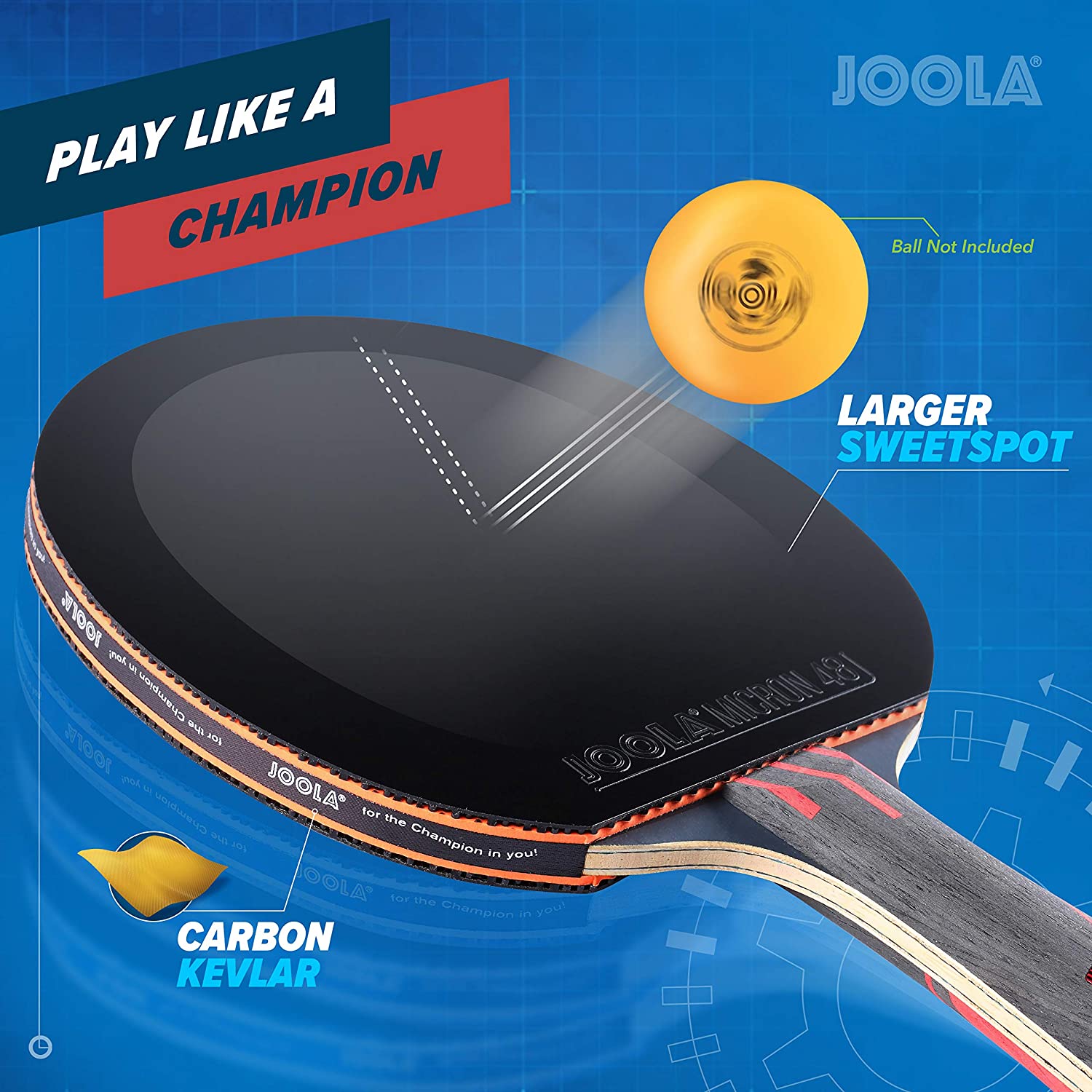 Raquette Ping-Pong JOOLA Infinity Edge - Caoutchouc Micron 2.1mm - 5 Plis Bois + Carbone - Pour Tournois