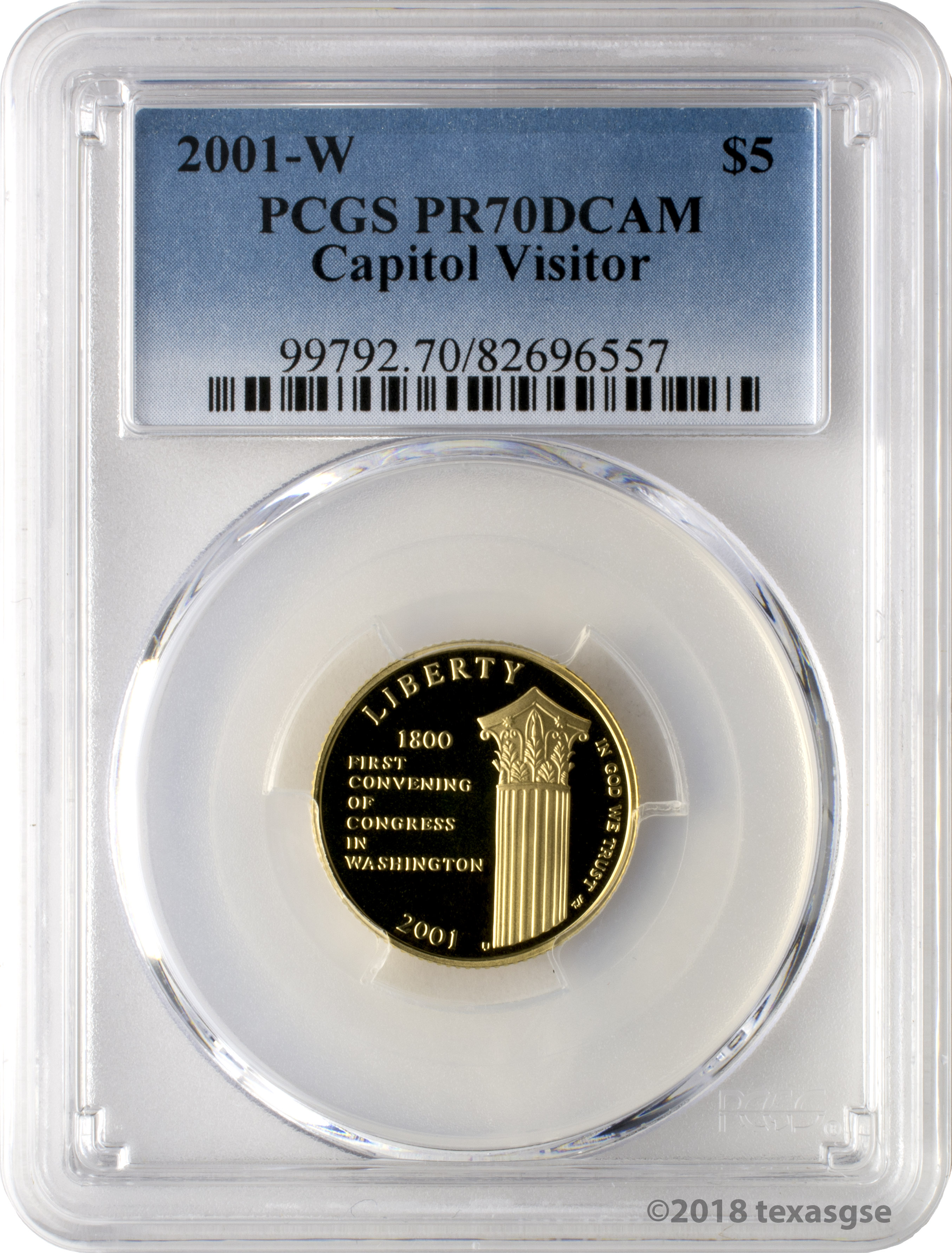 2001 W Capitol Visitor Center $5 Dollar Gold MS70 NGC US Mint Coin