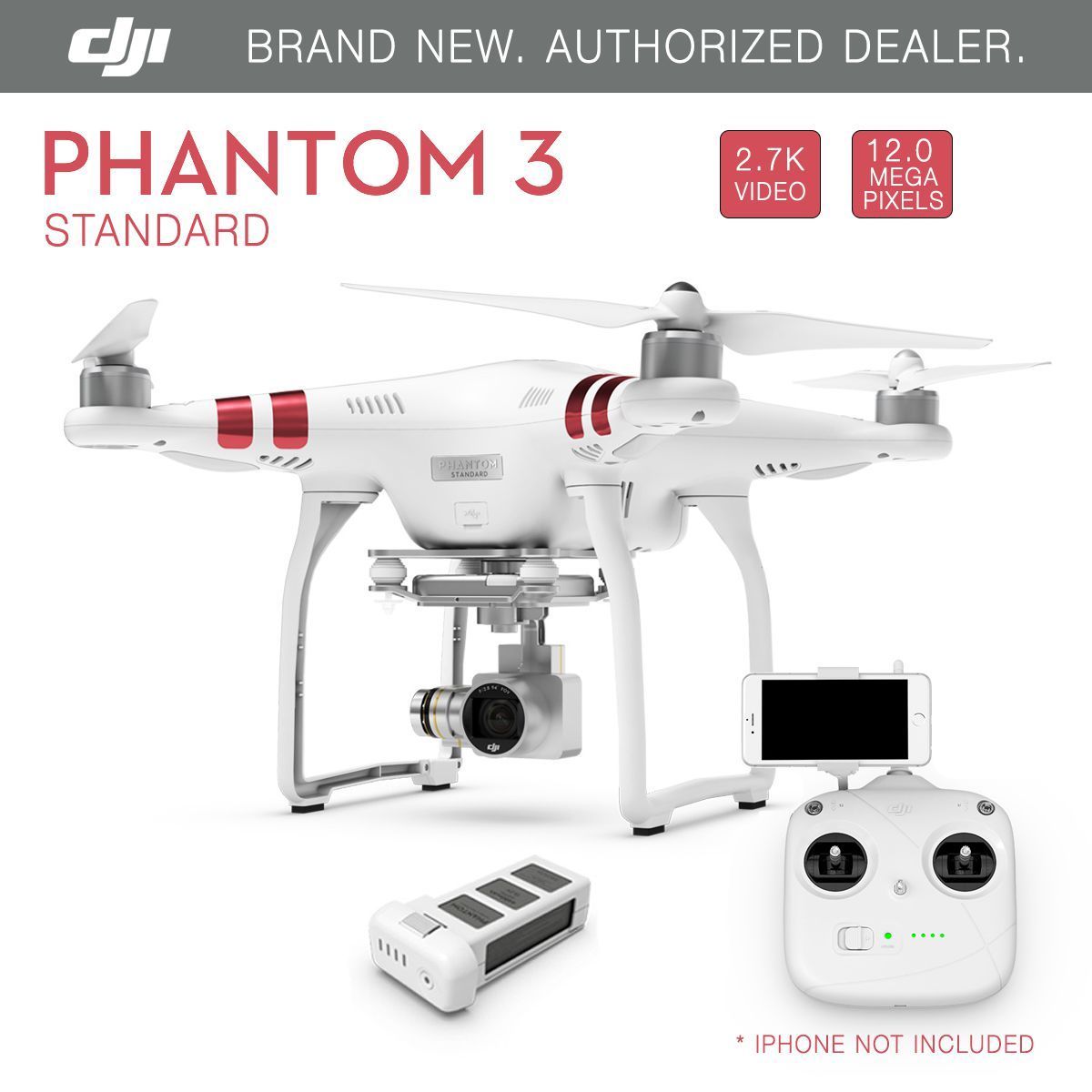 DJI Phantom 3 Standard FPV Drone with 2.7K 12 Megapixel HD Camera - Brand New | eBay