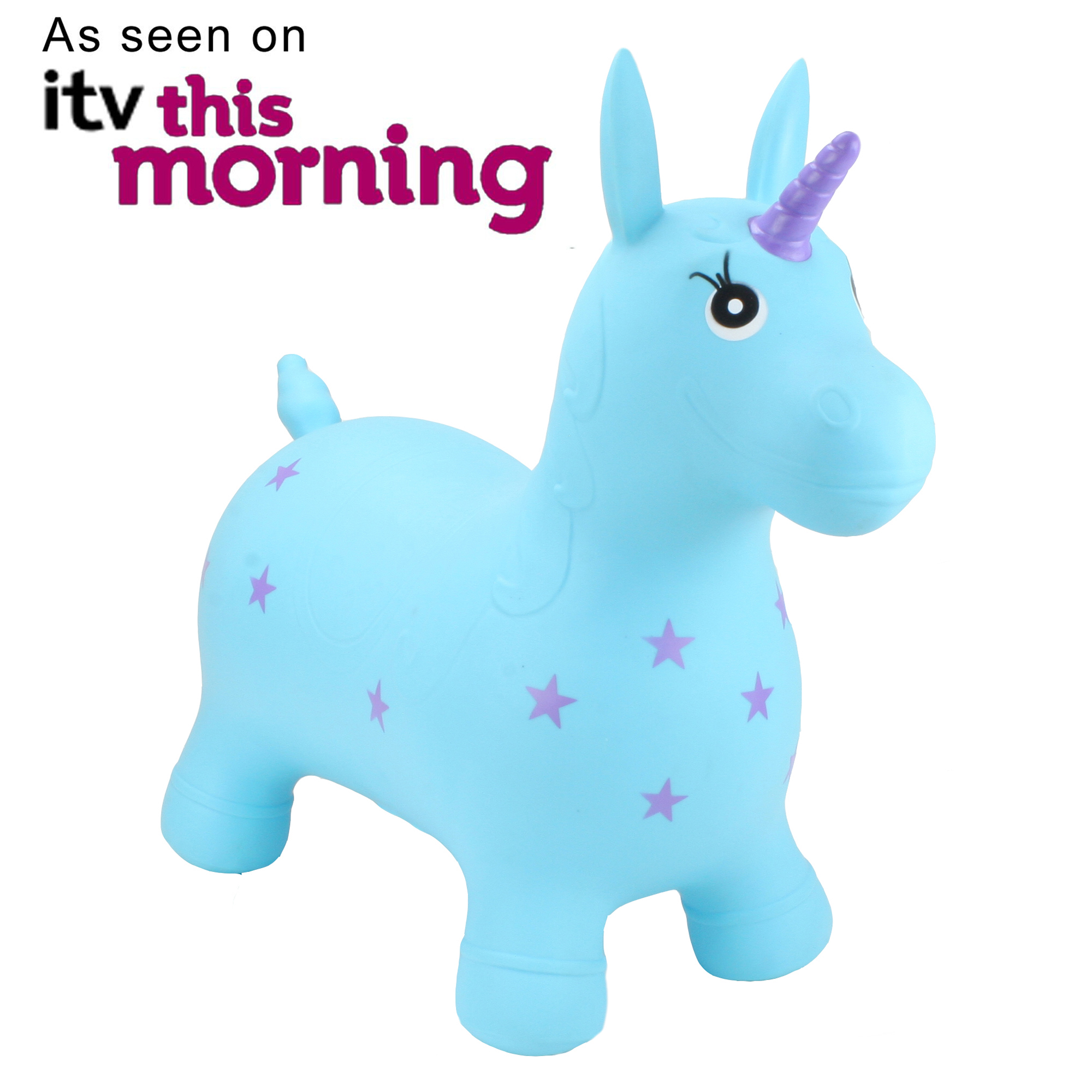 happy blue unicorn toy