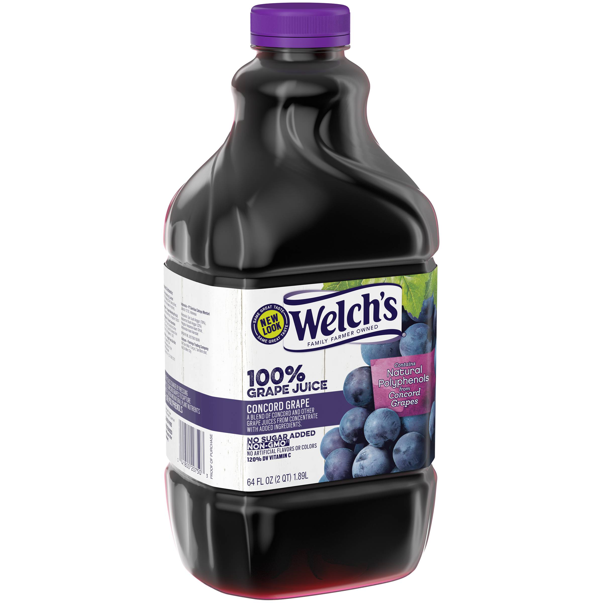 Welch's 100 Juice, Concord Grape, No Sugar Added, 64 Ounce Bottles