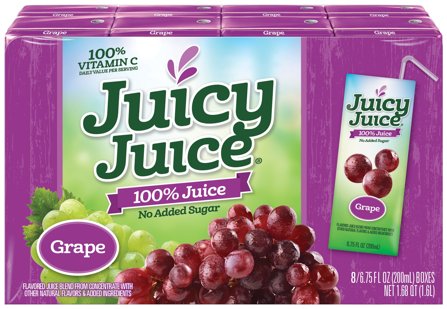 Juicy Juice Grape Juice Single Serve Slim Box, 54 Fluid Ounce 4 per