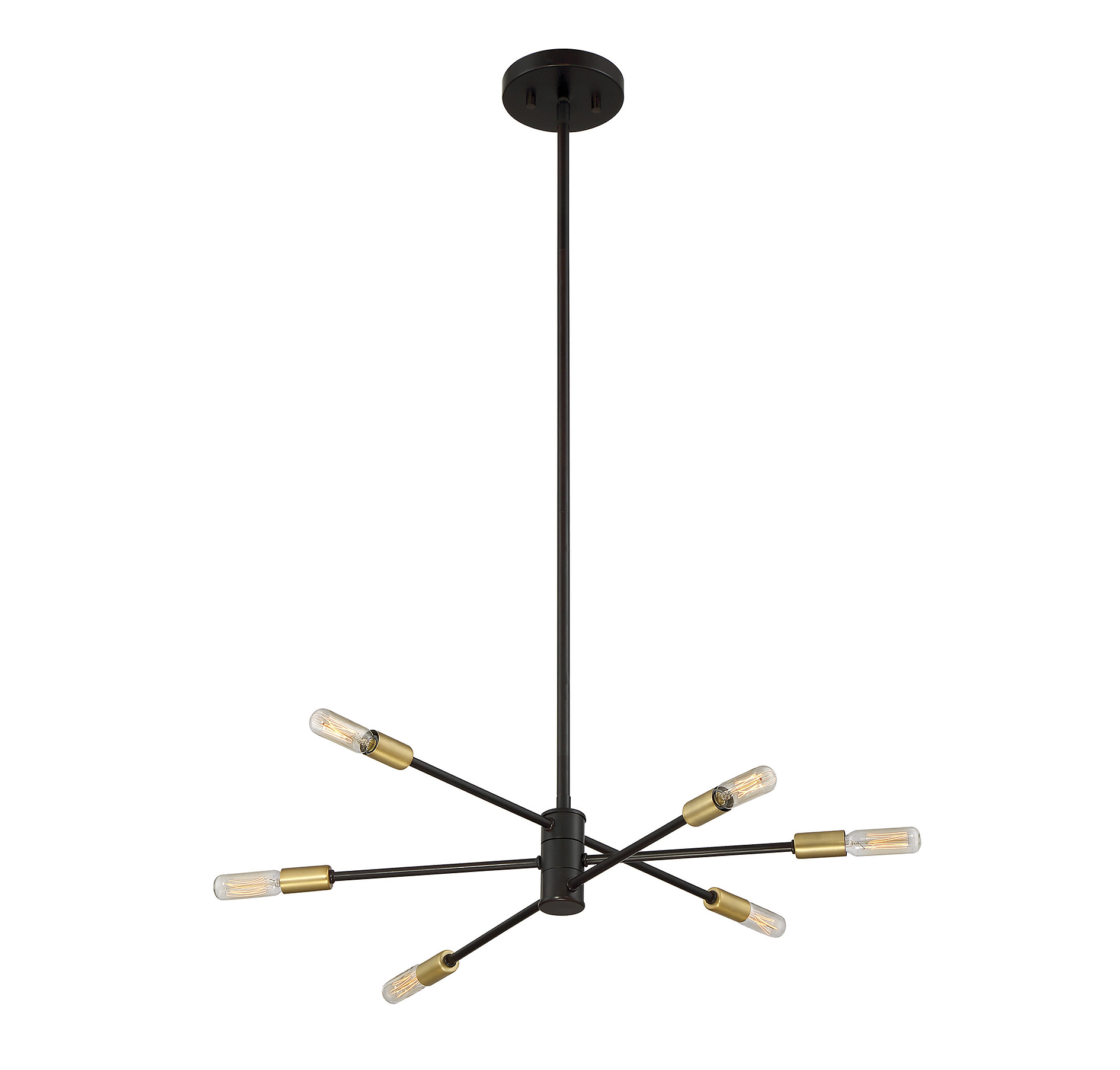 Lyrique 6 Light Chandelier in Bronze with Brass Accents by Savoy House - - Picture 3 of 6