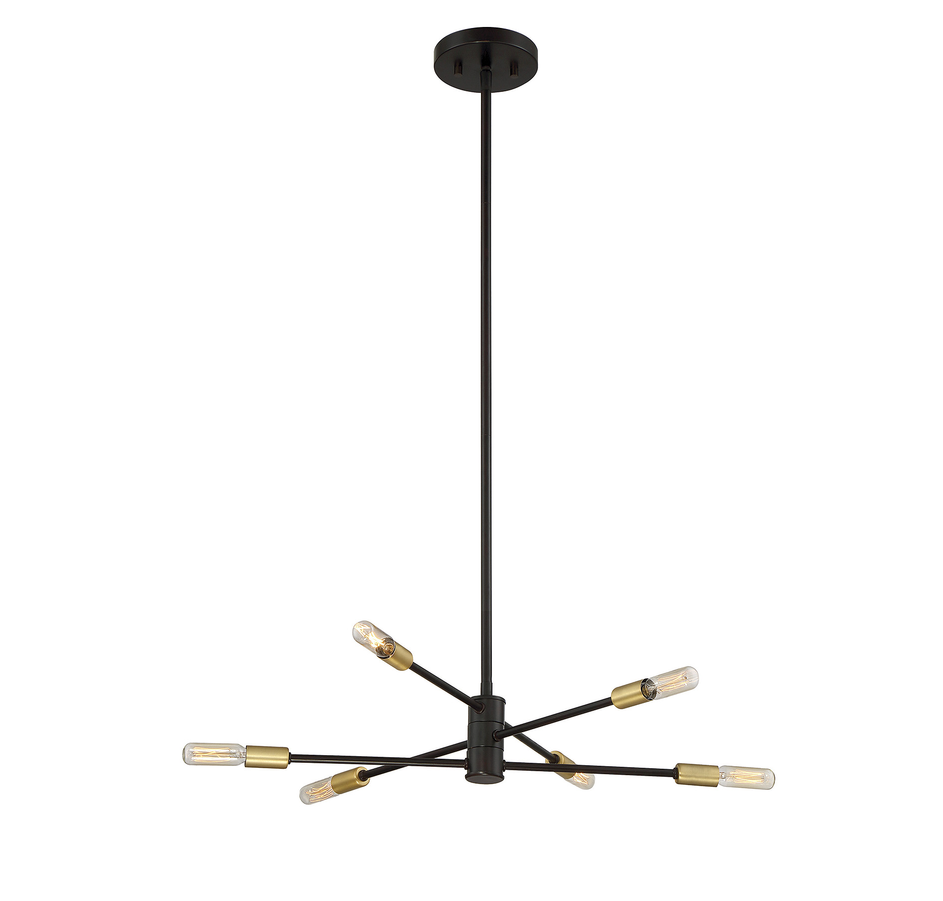 Lyrique 6 Light Chandelier in Bronze with Brass Accents by Savoy House - - Picture 4 of 6
