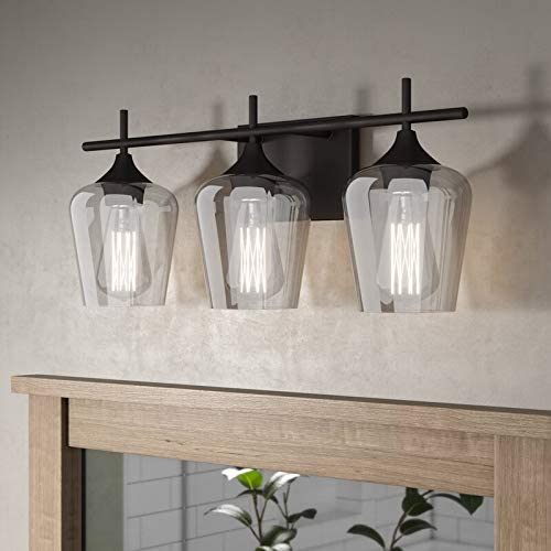 Modern Farmhouse 3-Light Industrial Bathroom Vanity Light, Bath Bar with Clear - Picture 18 of 31