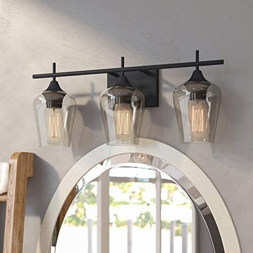 Modern Farmhouse 3-Light Industrial Bathroom Vanity Light, Bath Bar with Clear - Picture 19 of 31