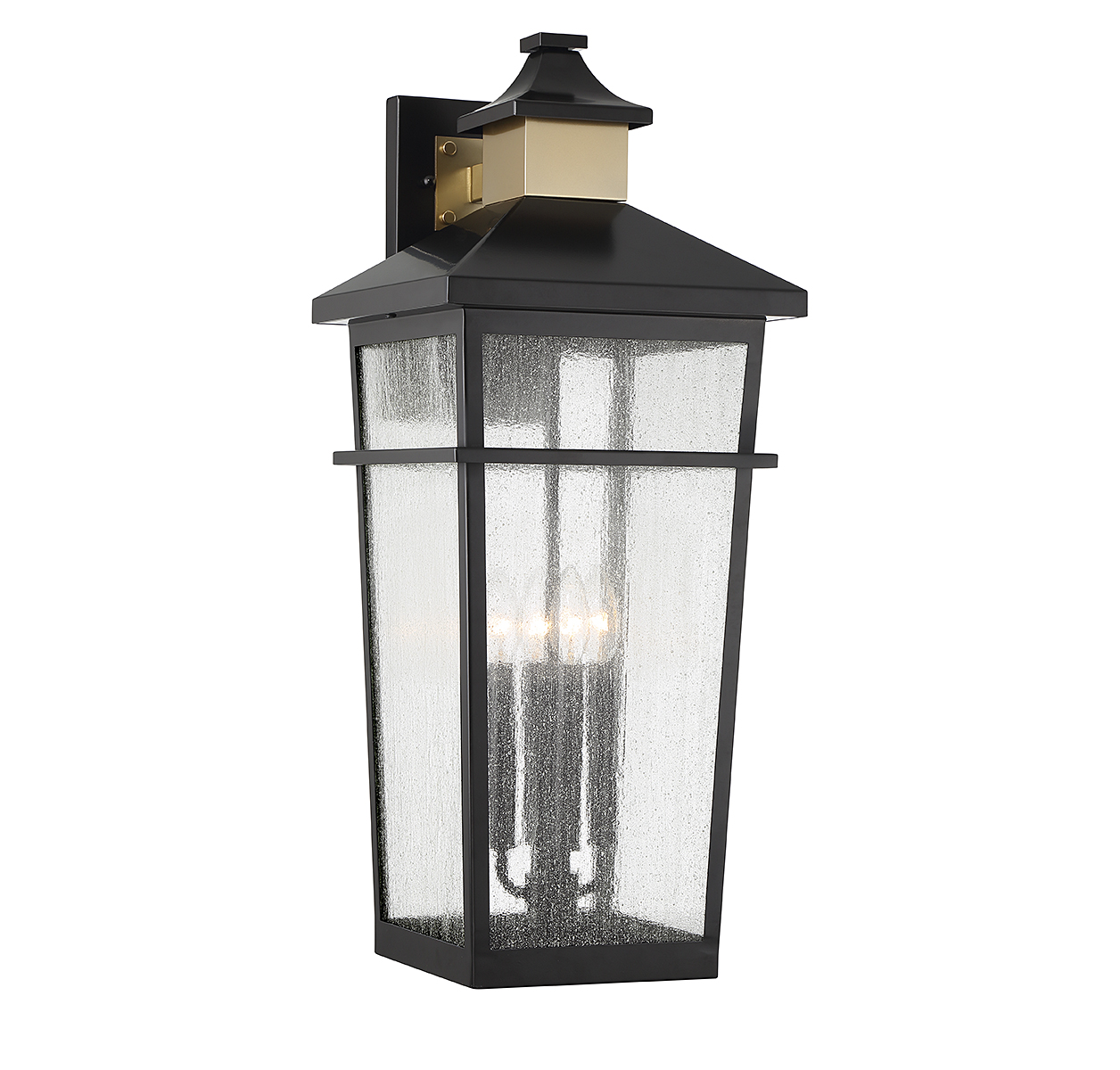 Photos - Chandelier / Lamp Savoy House Matte Blackith Warm Brass Four Light Outdoor Wall Lantern from the Kingsley Collection 5-716-143